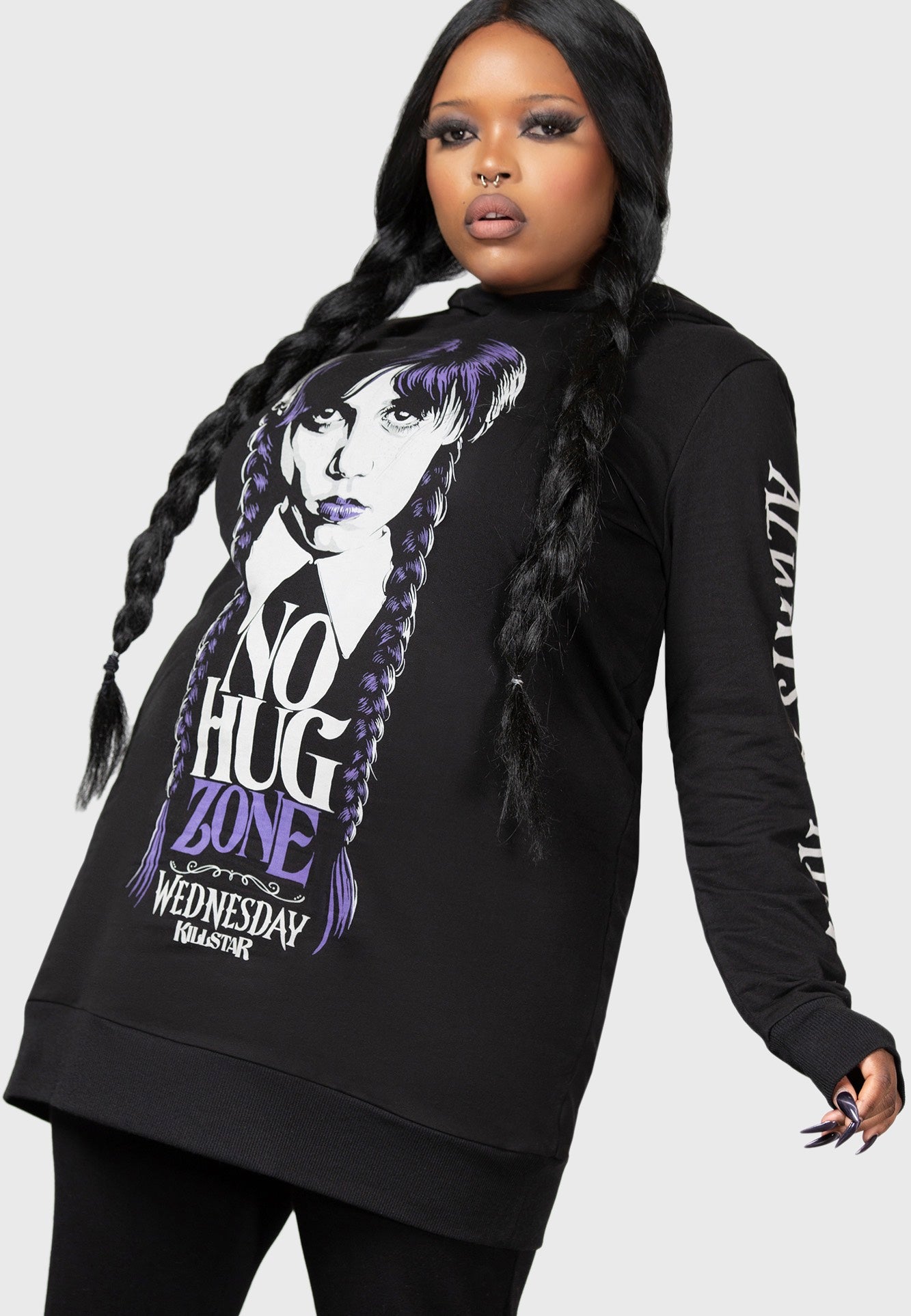 Killstar & Wednesday - No-Hug Zone Longline - Hoodie | Women-Image