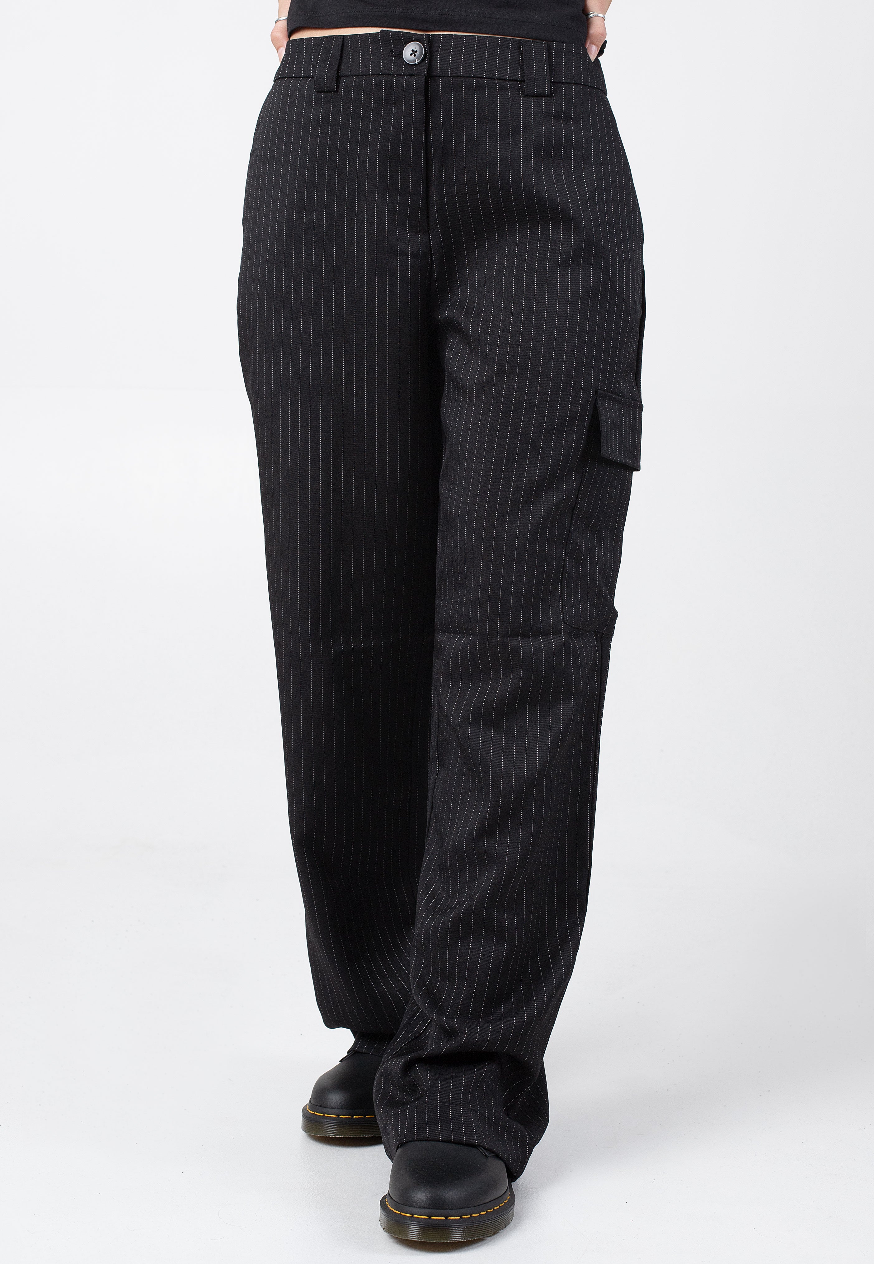 Noisy May - Dallas Pinstripe Black White - Pants | Women-Image