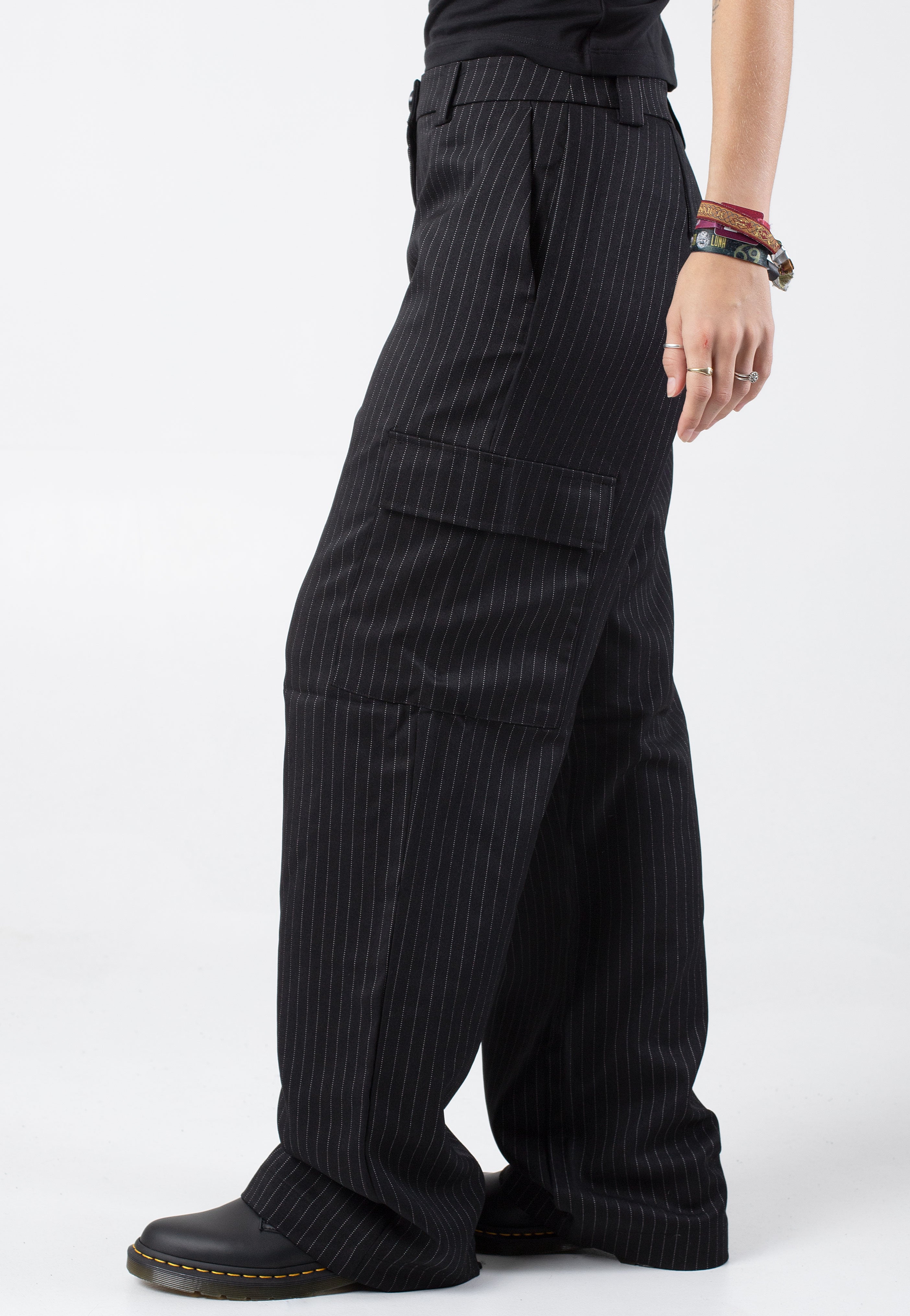 Noisy May - Dallas Pinstripe Black White - Pants | Women-Image