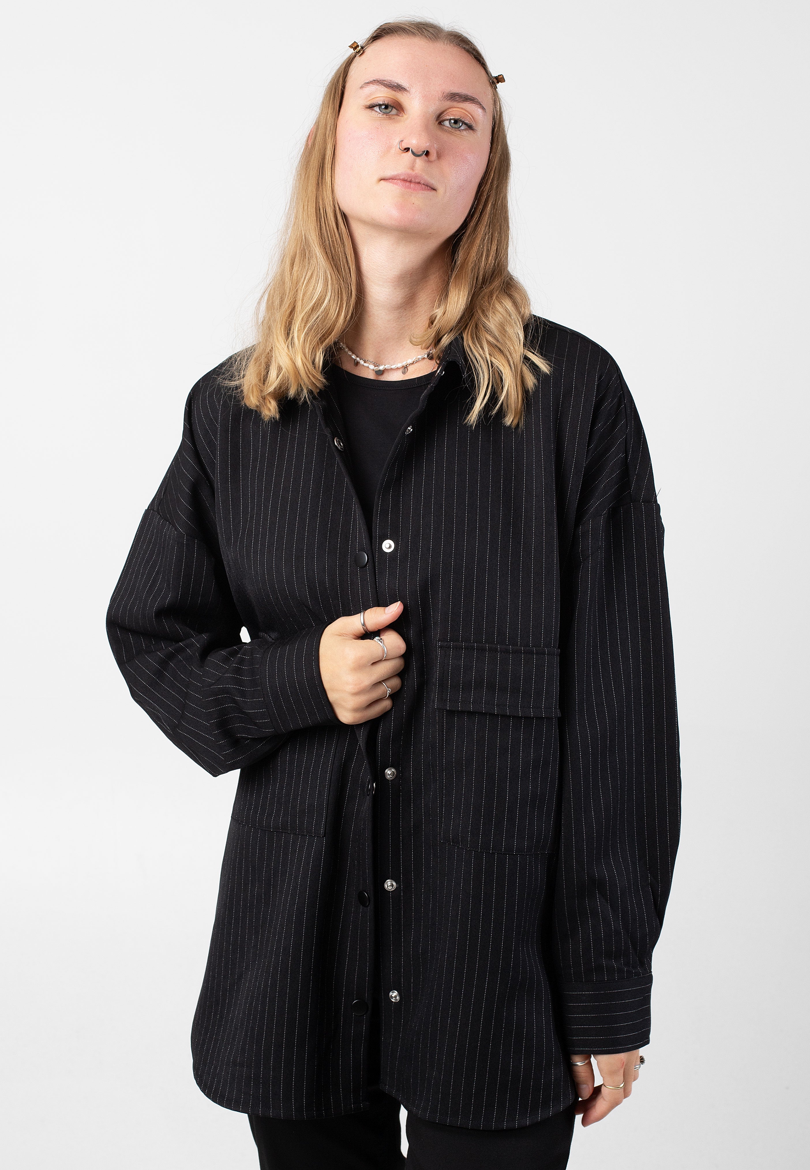 Noisy May - Dallas Pinstripe Black White - Blouse | Women-Image