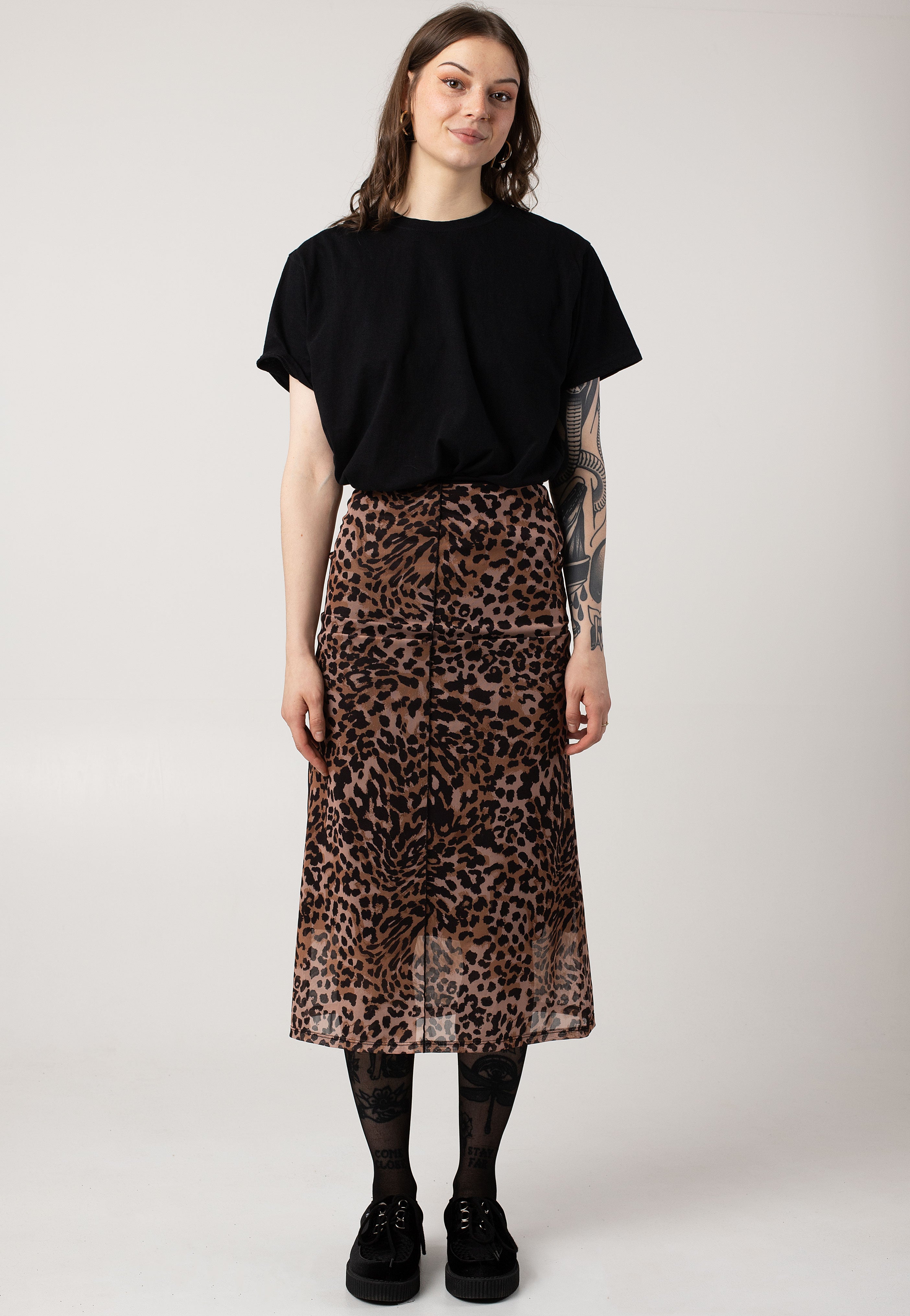 Noisy May - Elif Overlock Ankle Black Leo - Skirt | Women-Image