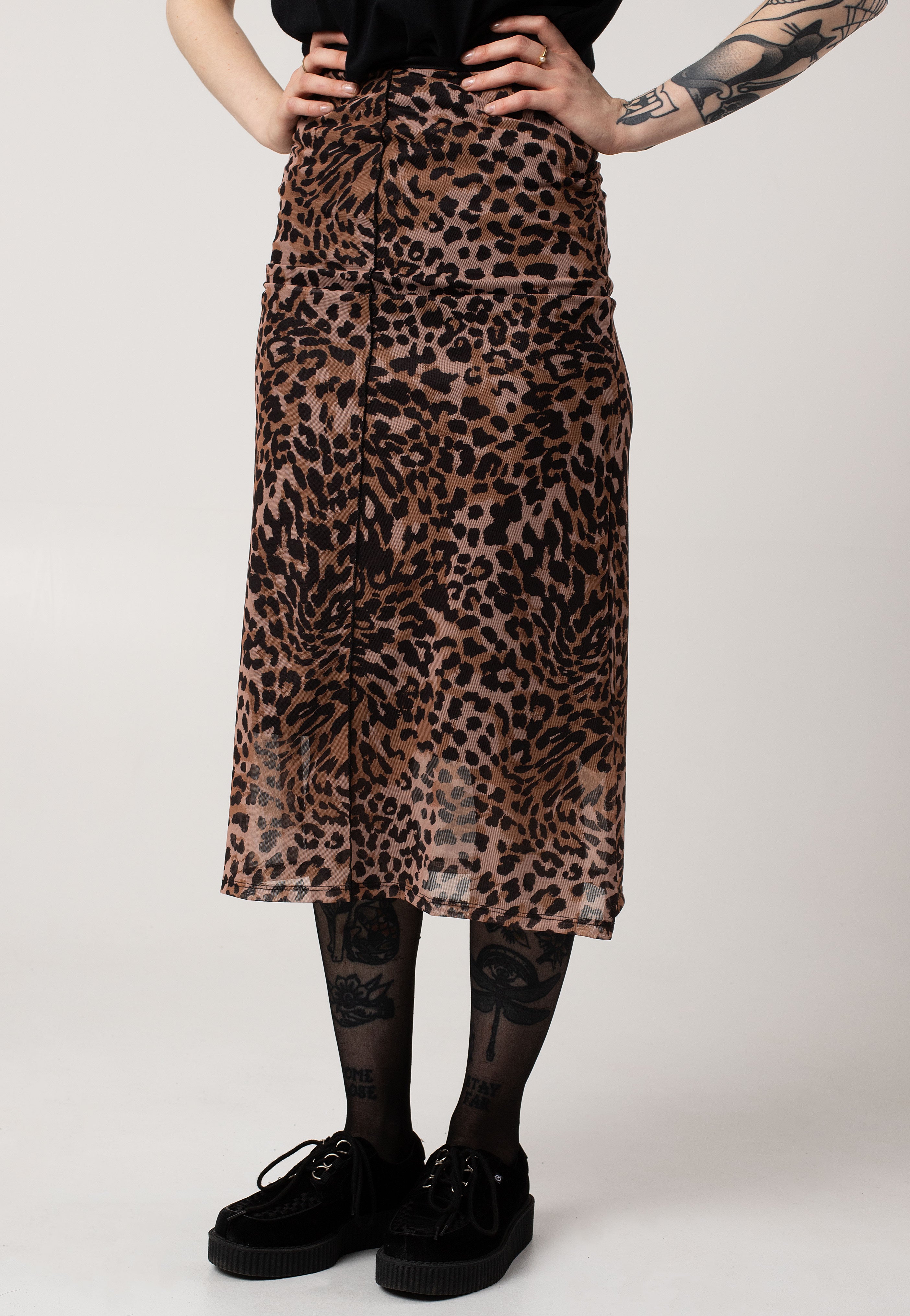 Noisy May - Elif Overlock Ankle Black Leo - Skirt | Women-Image