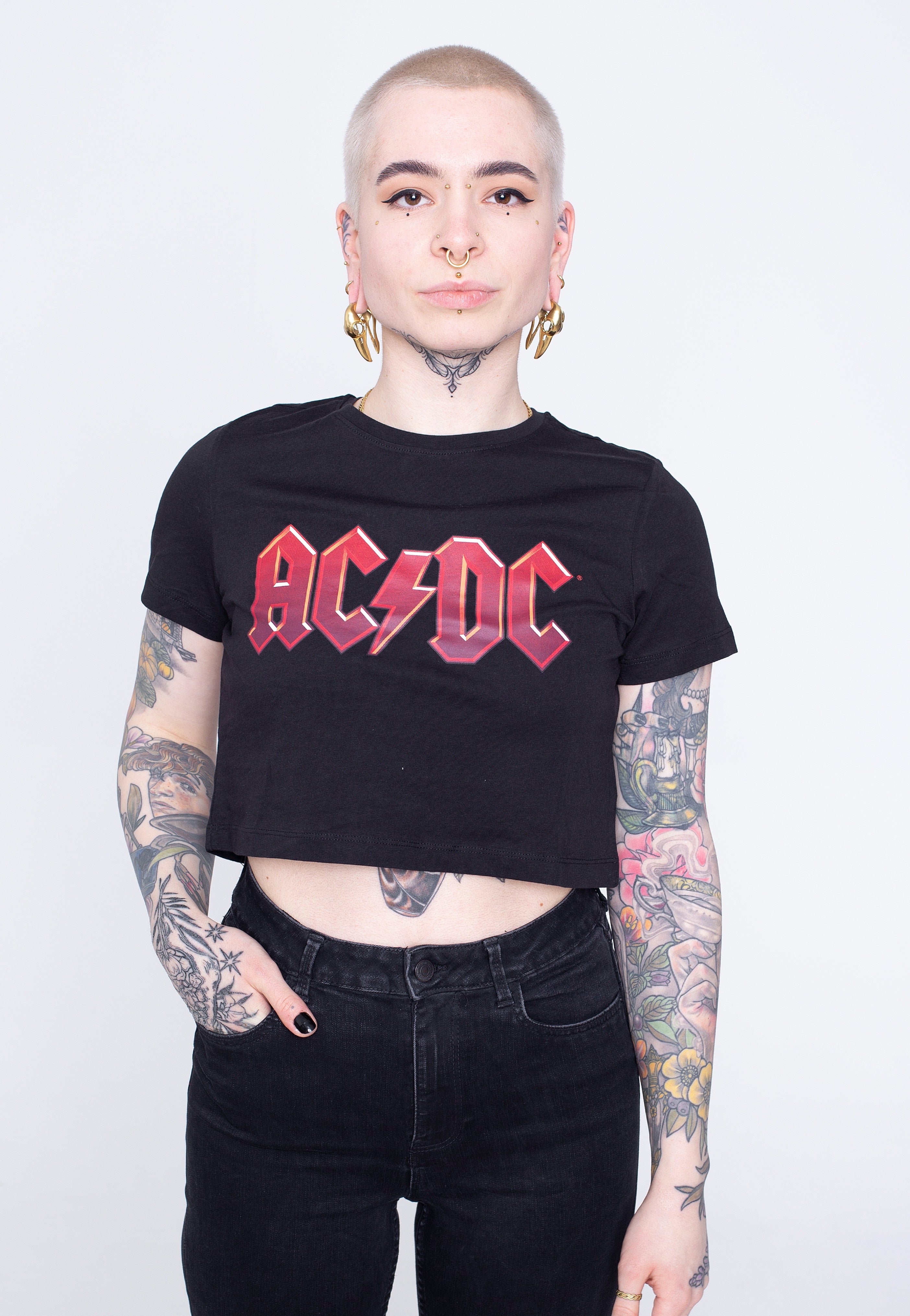 Noisy May x AC/DC - Fran Cropped Black - T-Shirt | Women-Image