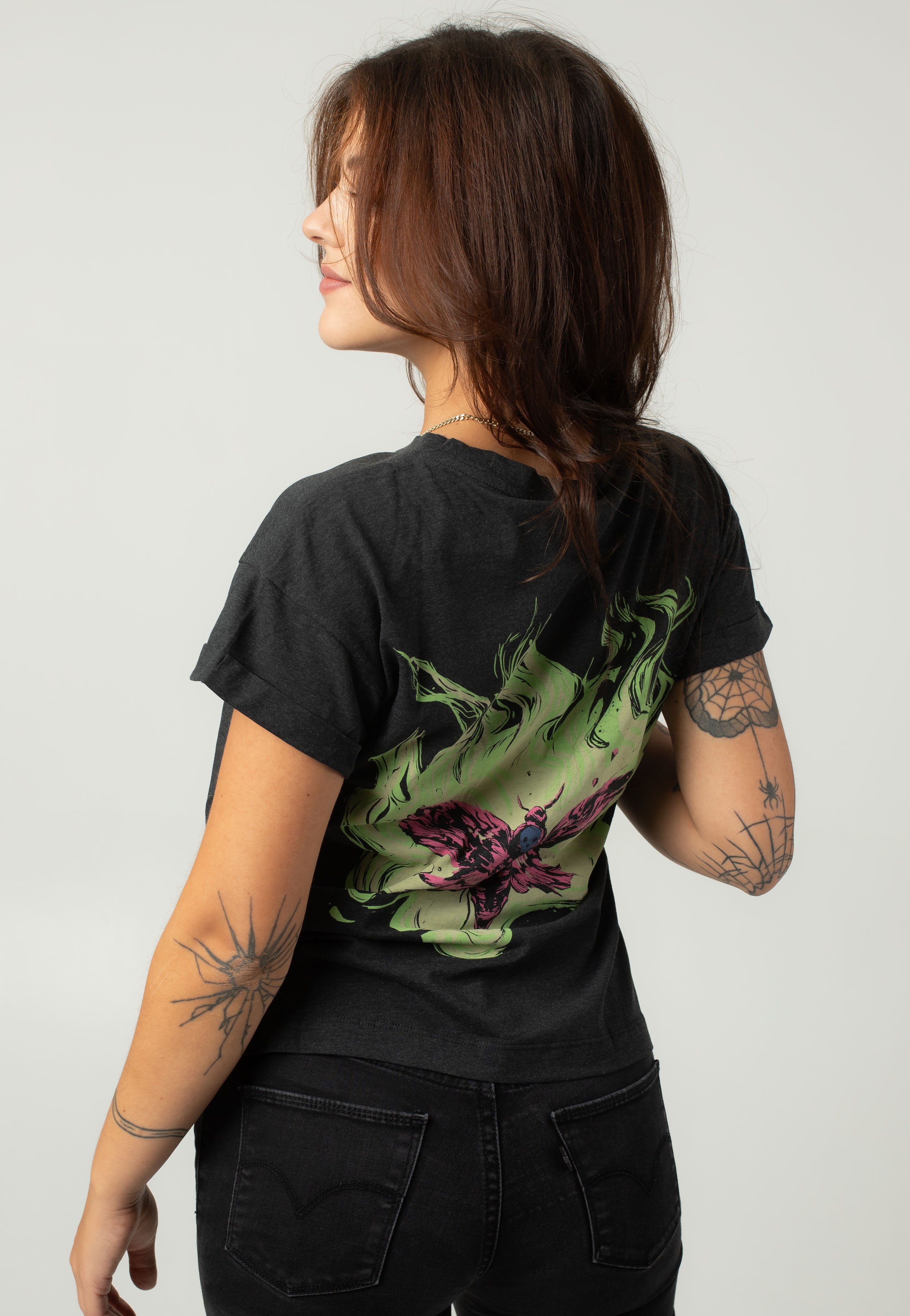 Noisy May x Metallica - Gaby O Neck Dark Grey Butterfly - T-Shirt | Women-Image