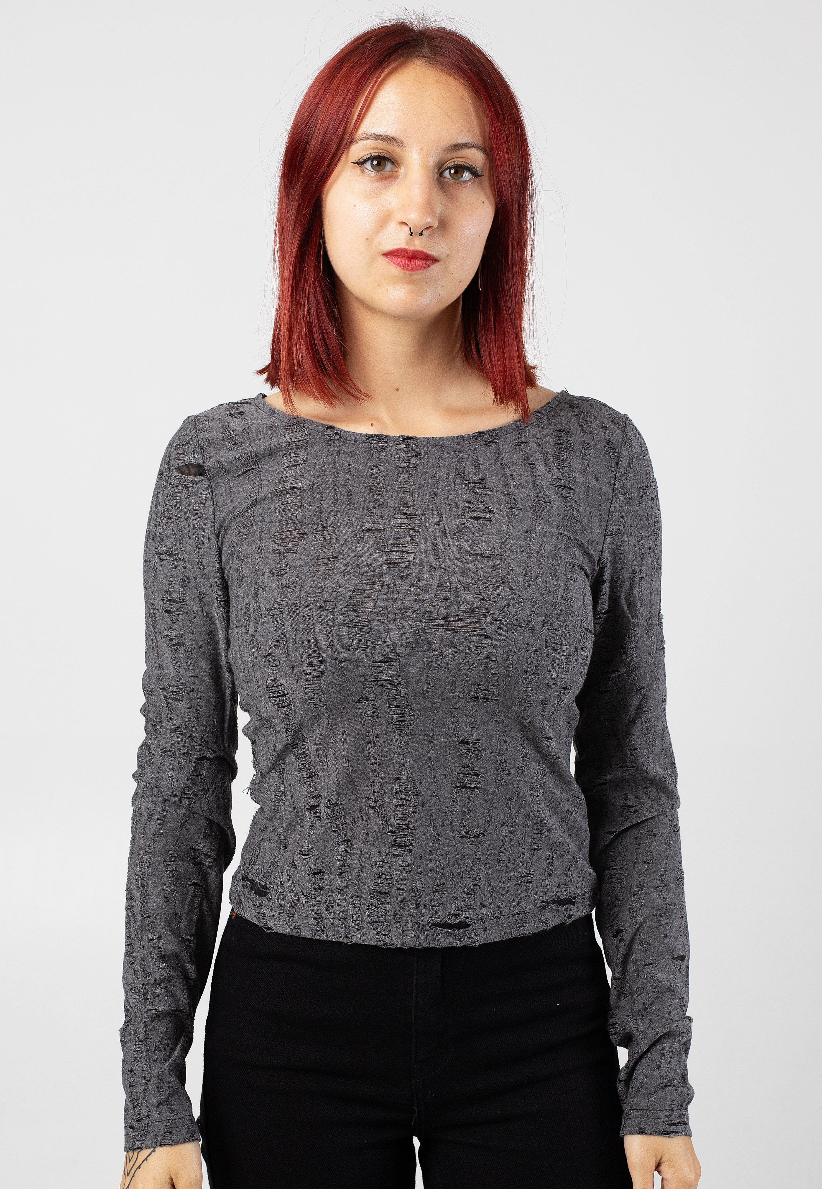 Noisy May - Harlow Boatneck Ghost Gray - Top | Women-Image