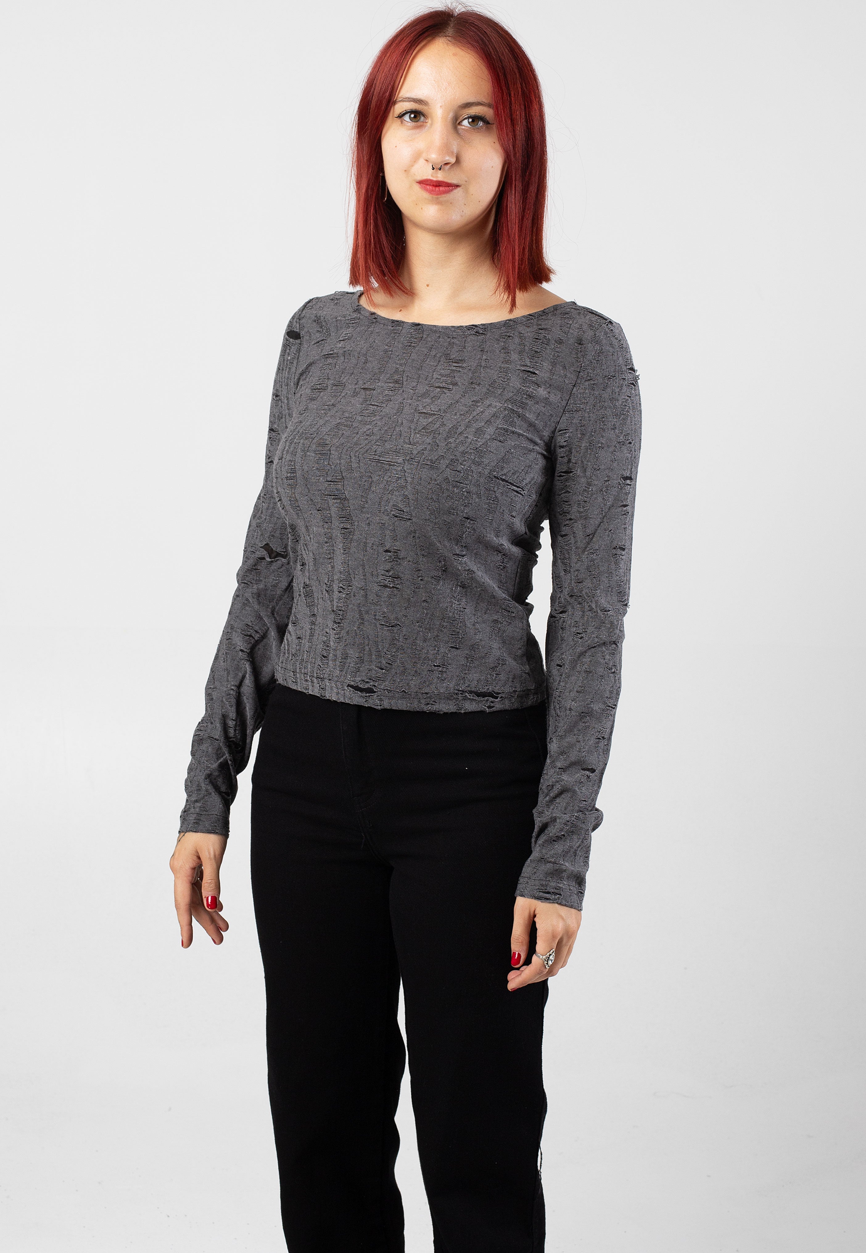 Noisy May - Harlow Boatneck Ghost Gray - Top | Women-Image