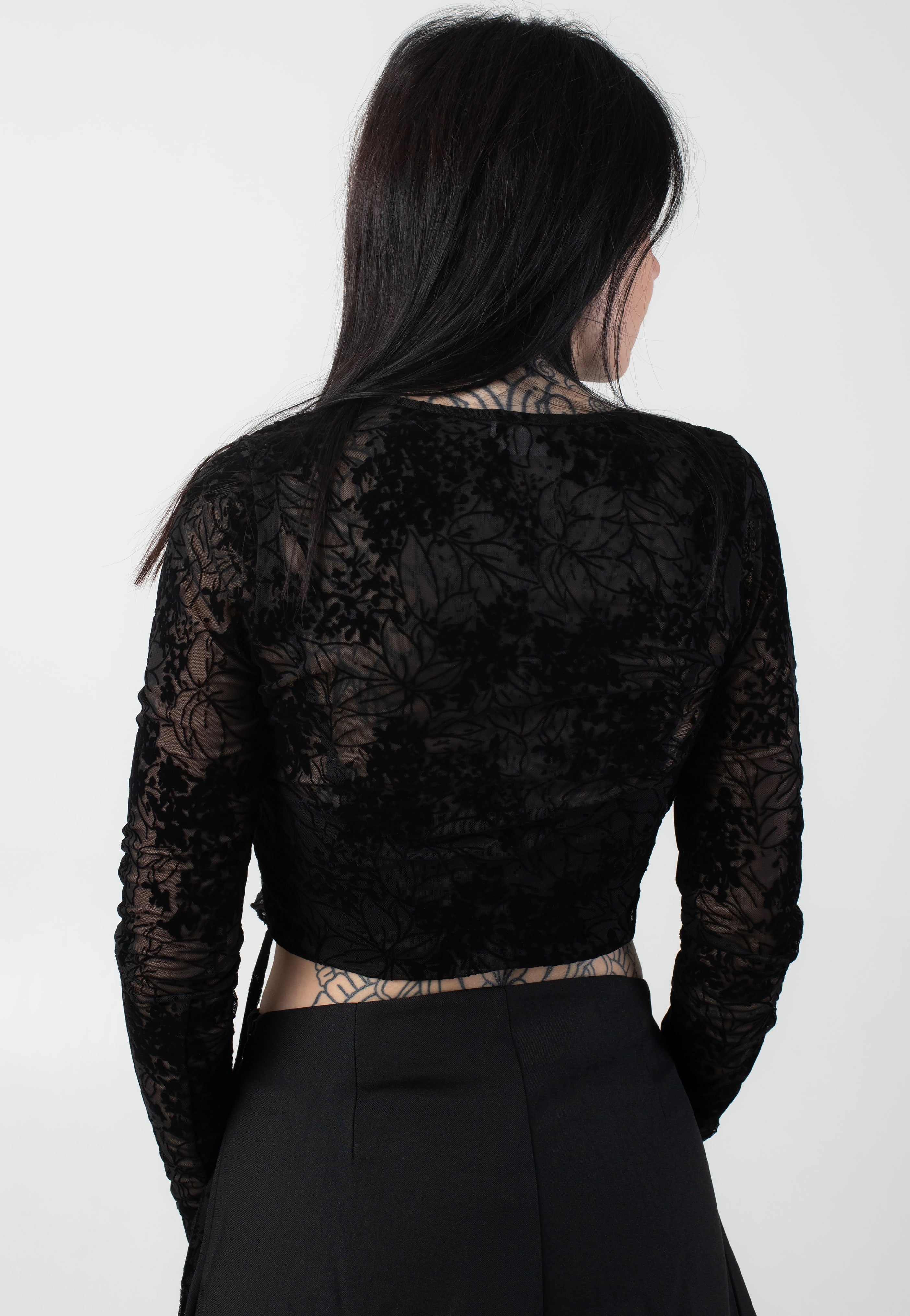 Noisy May - Inna Ruhcing Mesh Black Flower - Top | Women-Image