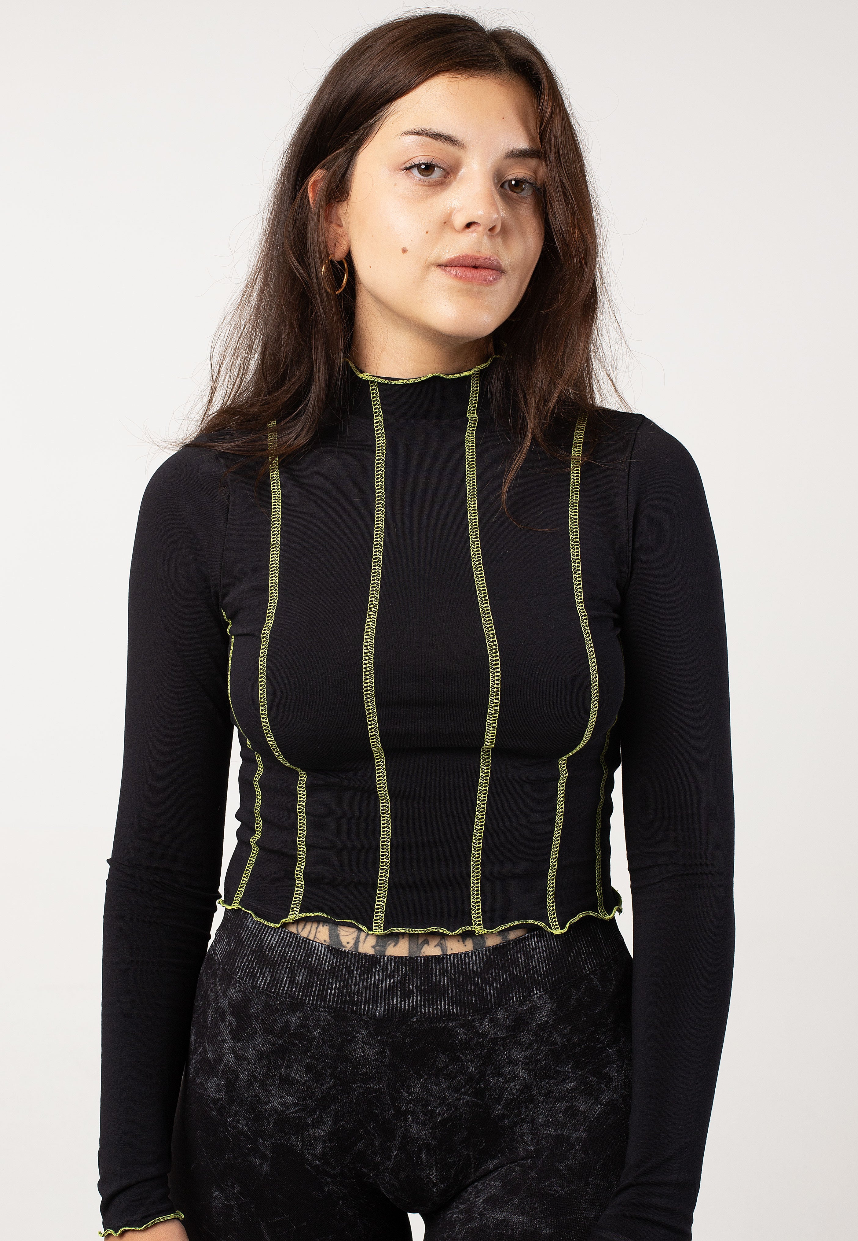 Noisy May - Kerry Highneck Stitch Black - Top | Women-Image