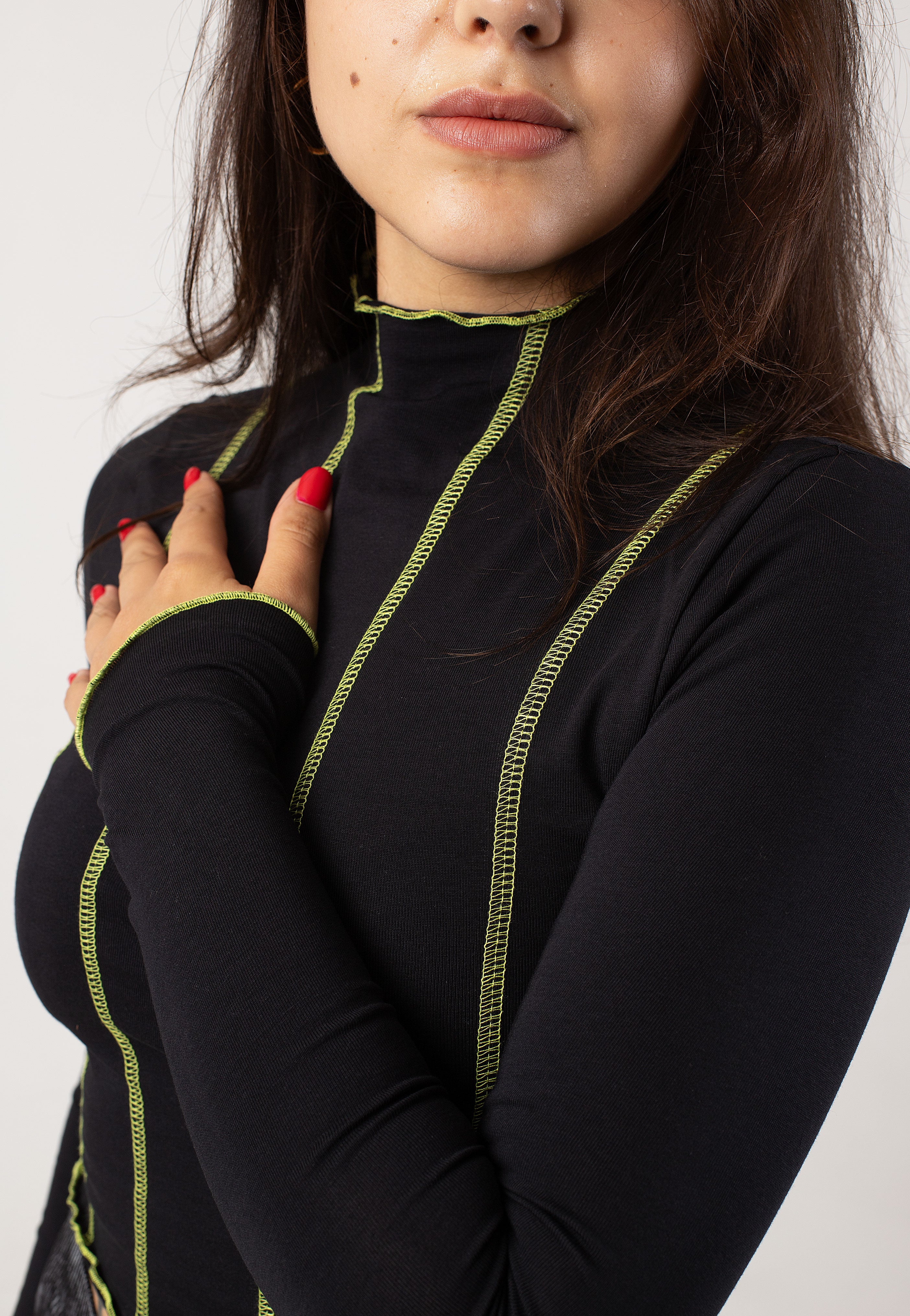 Noisy May - Kerry Highneck Stitch Black - Top | Women-Image