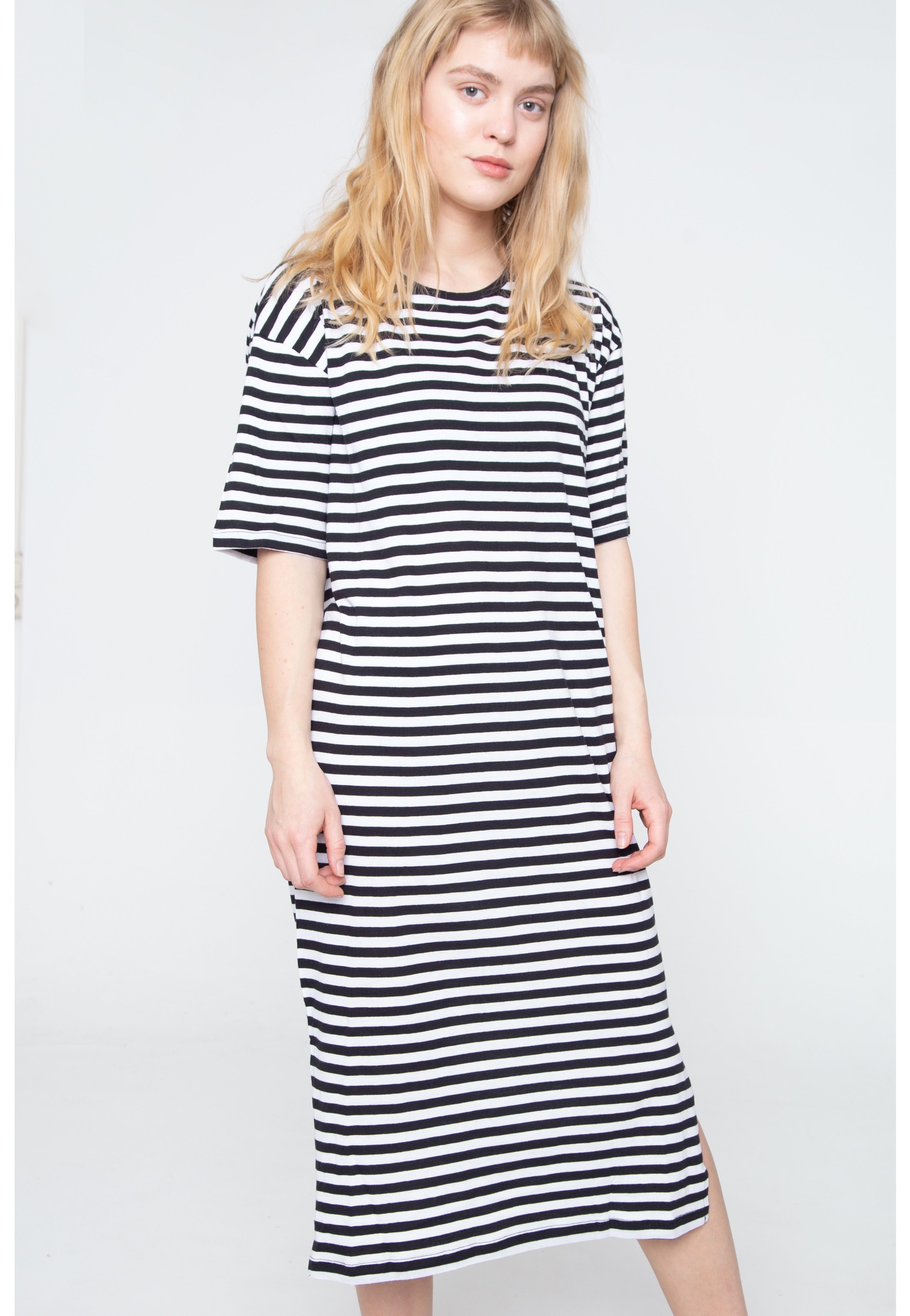 Noisy May - Mayden 2/4 Stripes Bright White - Dress | Women-Image