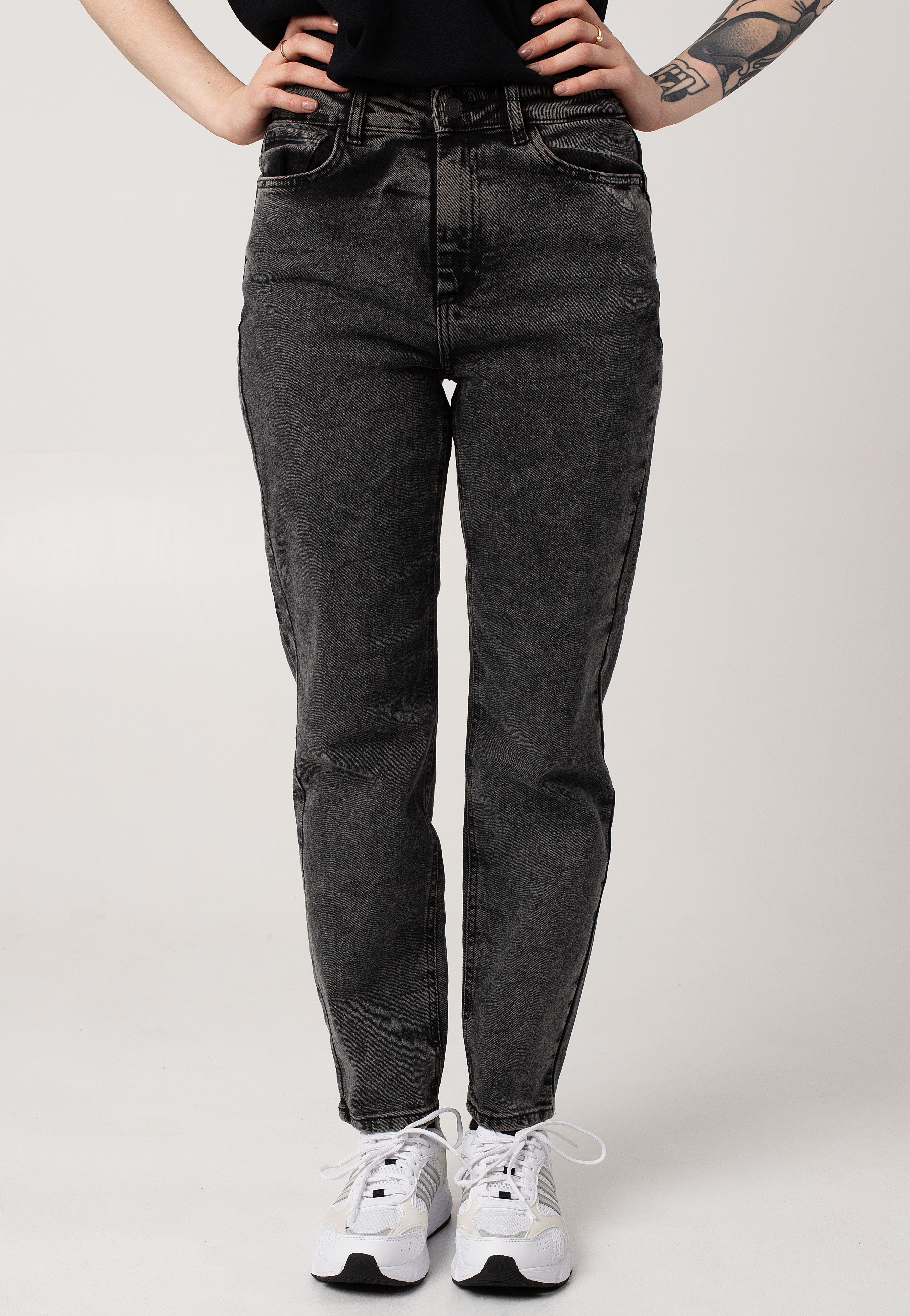 Noisy May - Moni Straight Ank Acid Dark Grey Denim - Jeans | Women-Image