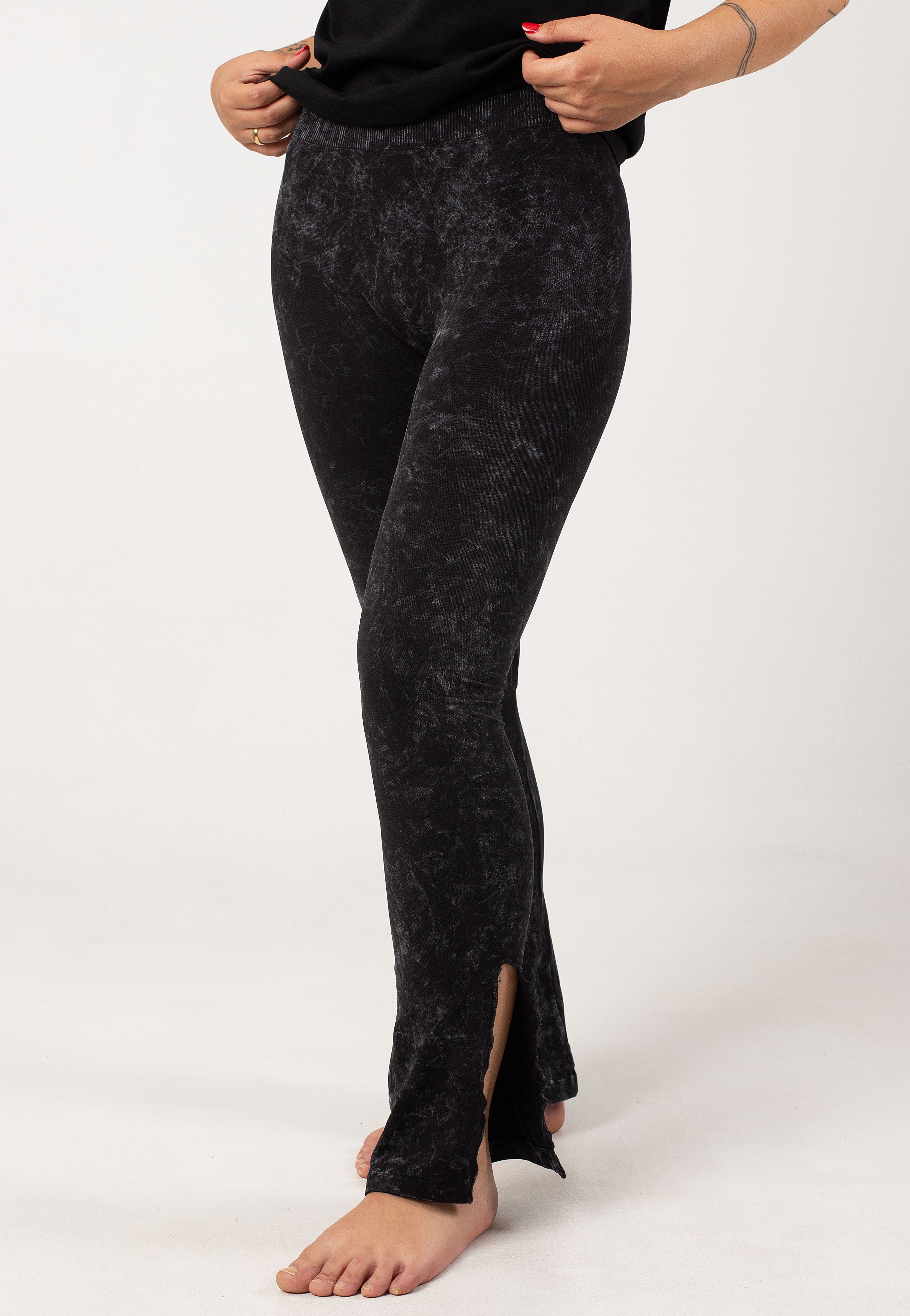 Noisy May - Tammura Flared Black Washed - Leggings | Women-Image