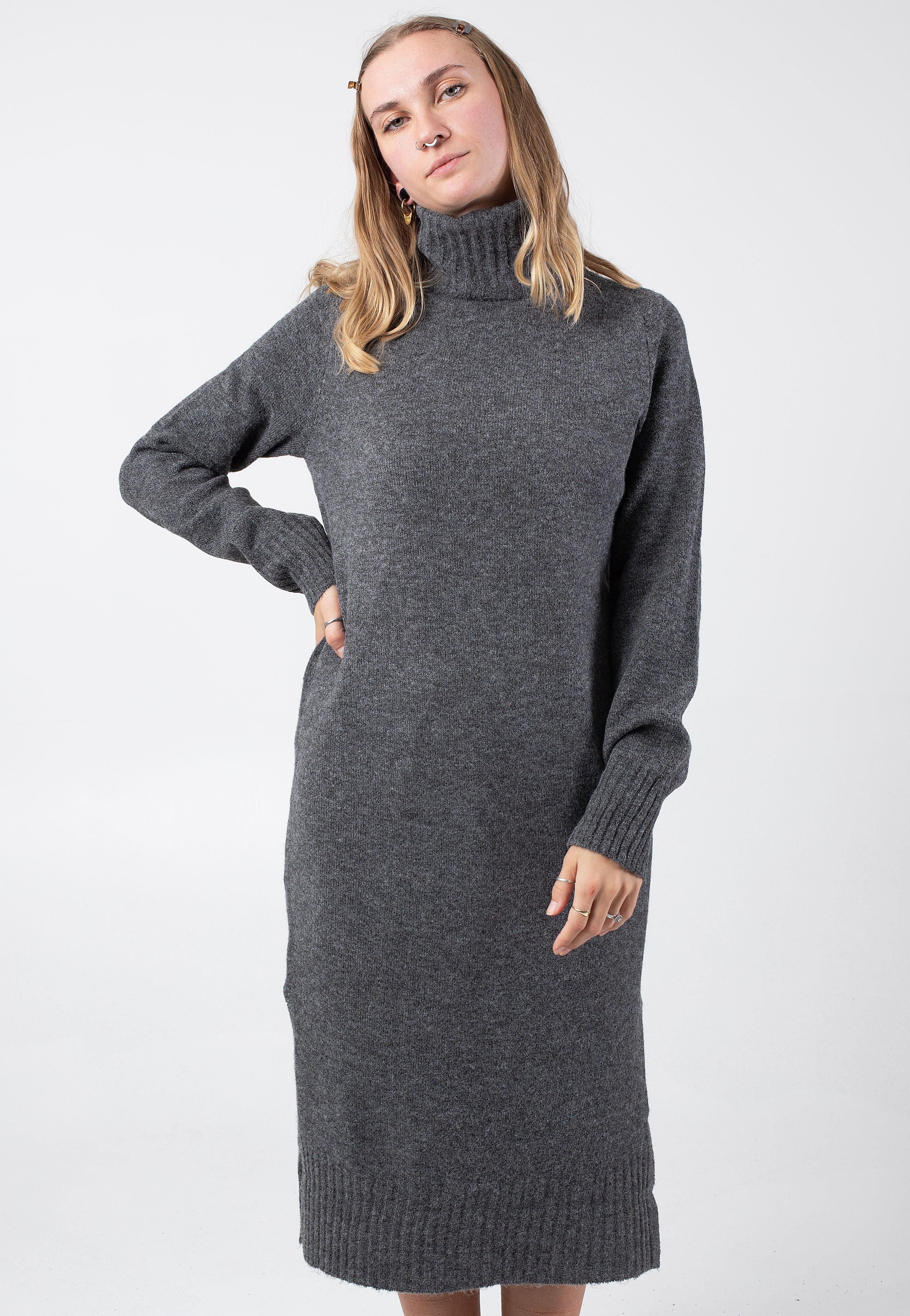 Noisy May - Viola Rollneck Dark Grey Melange - Dress | Women-Image