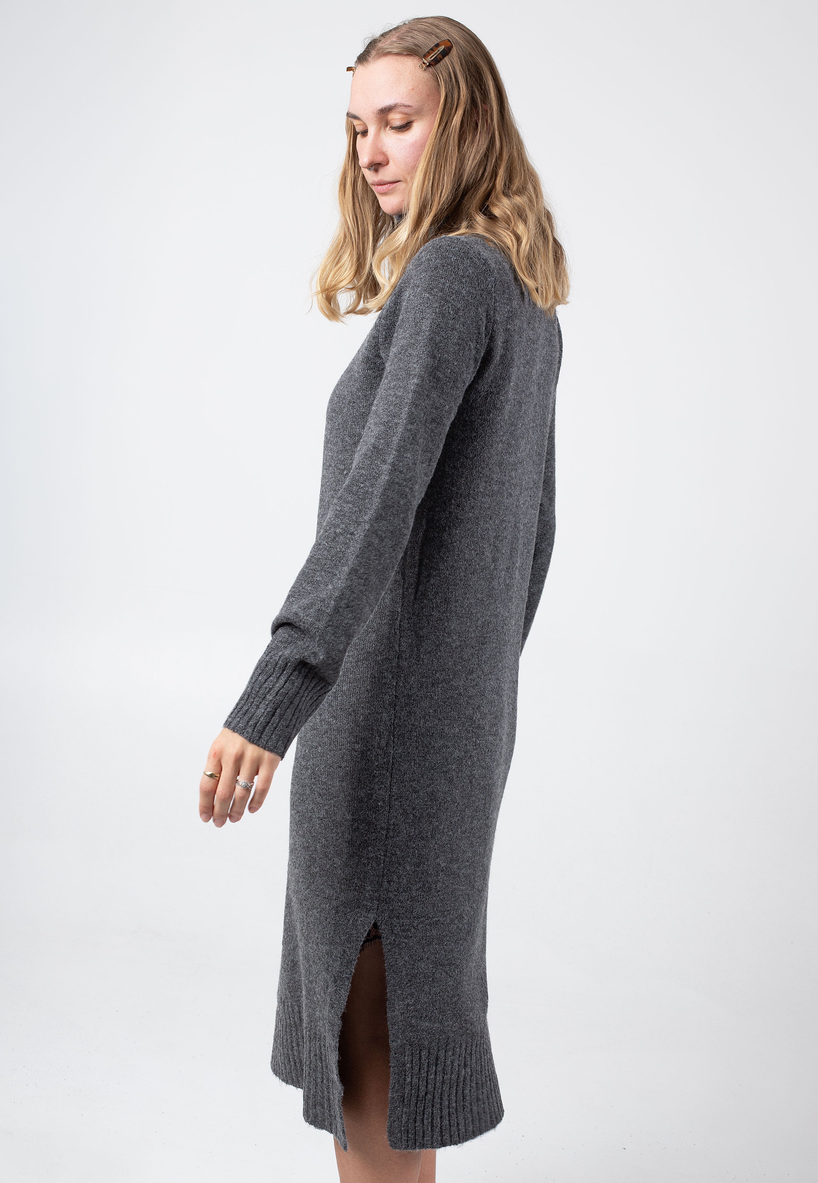 Noisy May - Viola Rollneck Dark Grey Melange - Dress | Women-Image