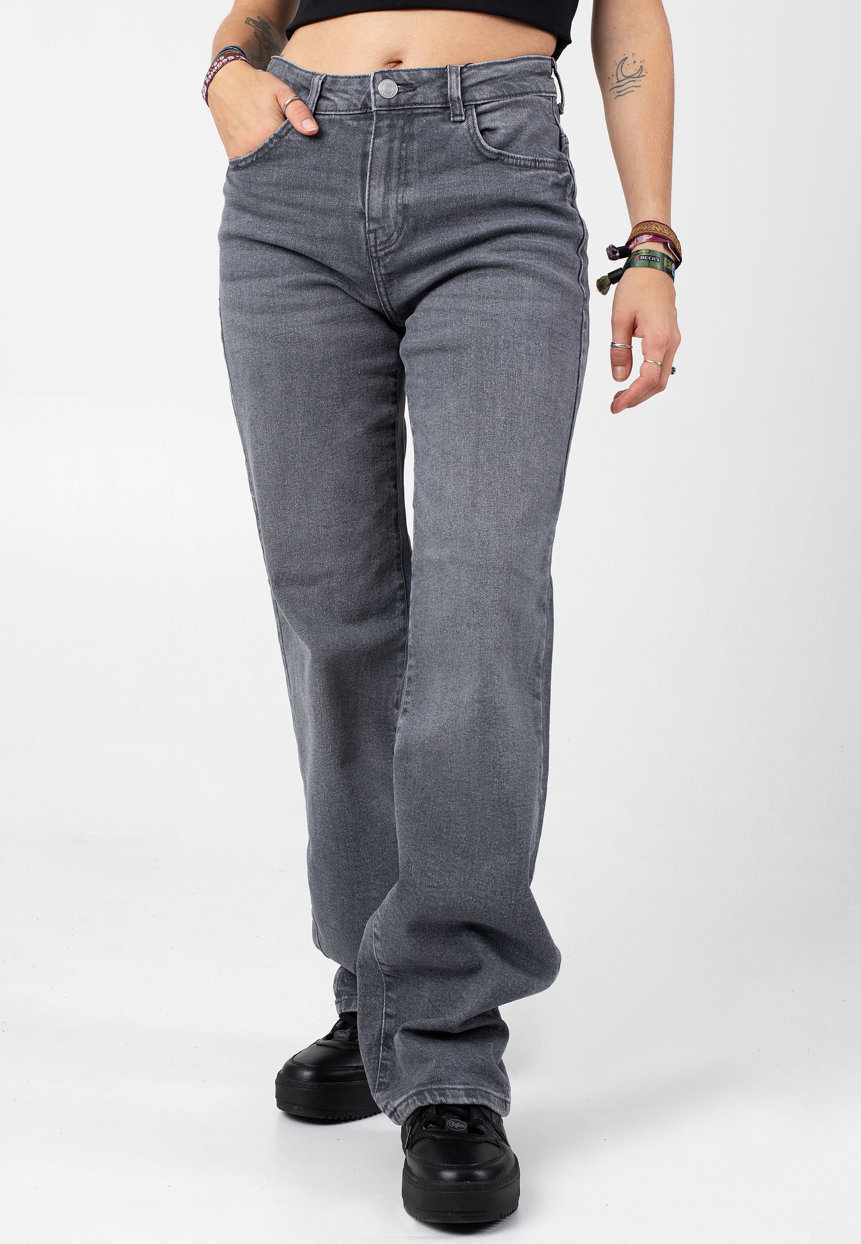 Noisy May - Yolanda Dark Grey Denim Grey - Jeans | Women-Image