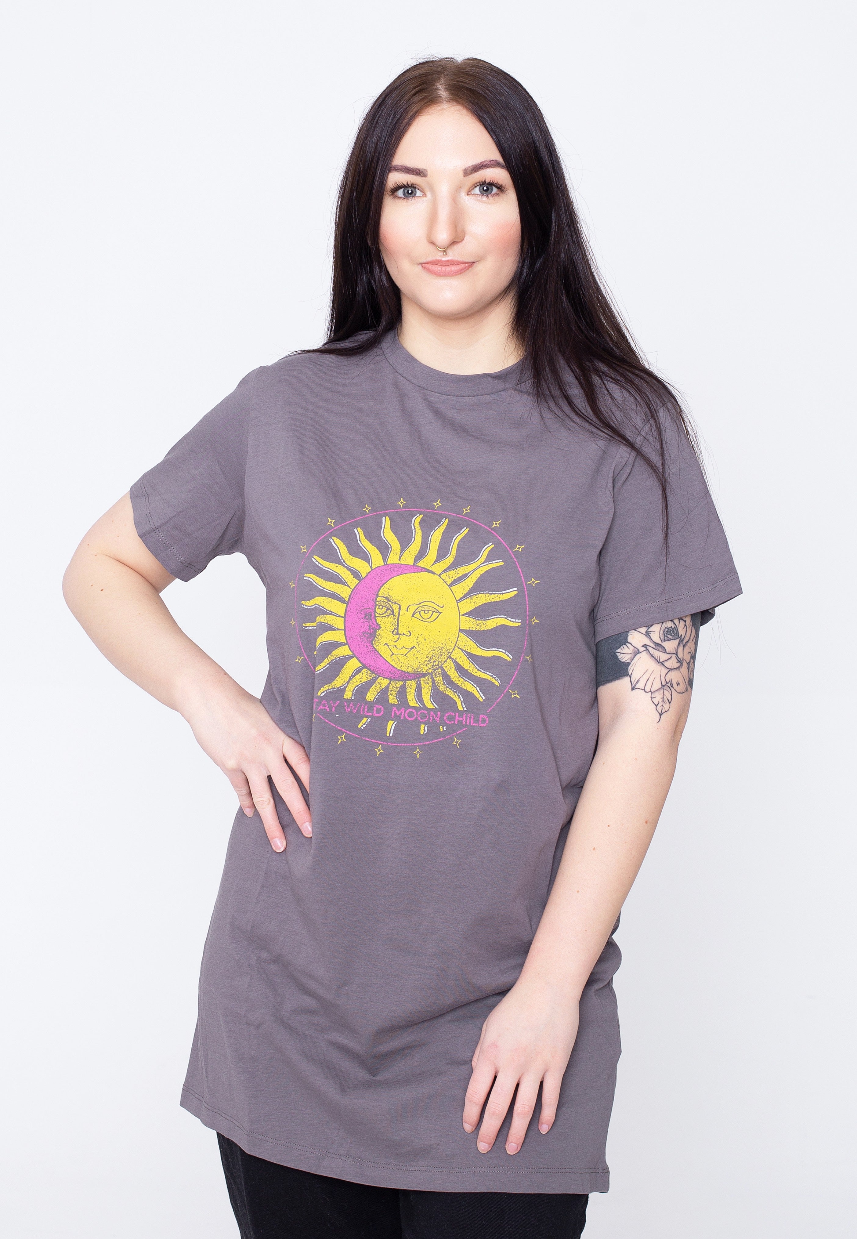 Noisy May - Zodiac Moon Child 2/4 Granite Grey - T-Shirt | Women-Image