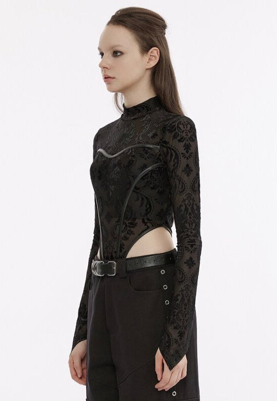 Punk Rave - Notorious Structured Mesh Black Print - Body | Women-Image