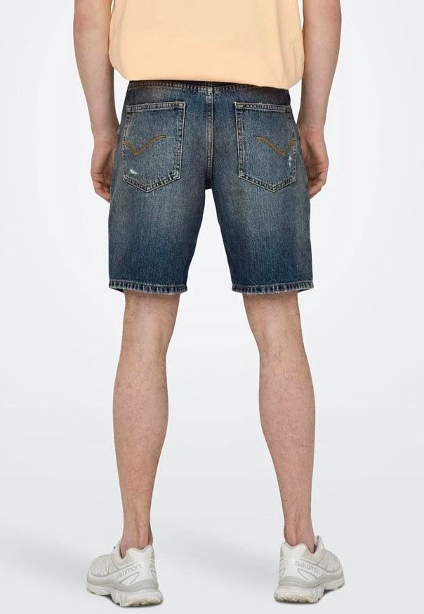 Only & Sons - Edge Ram Dark Blue Denim - Shorts | Men-Image