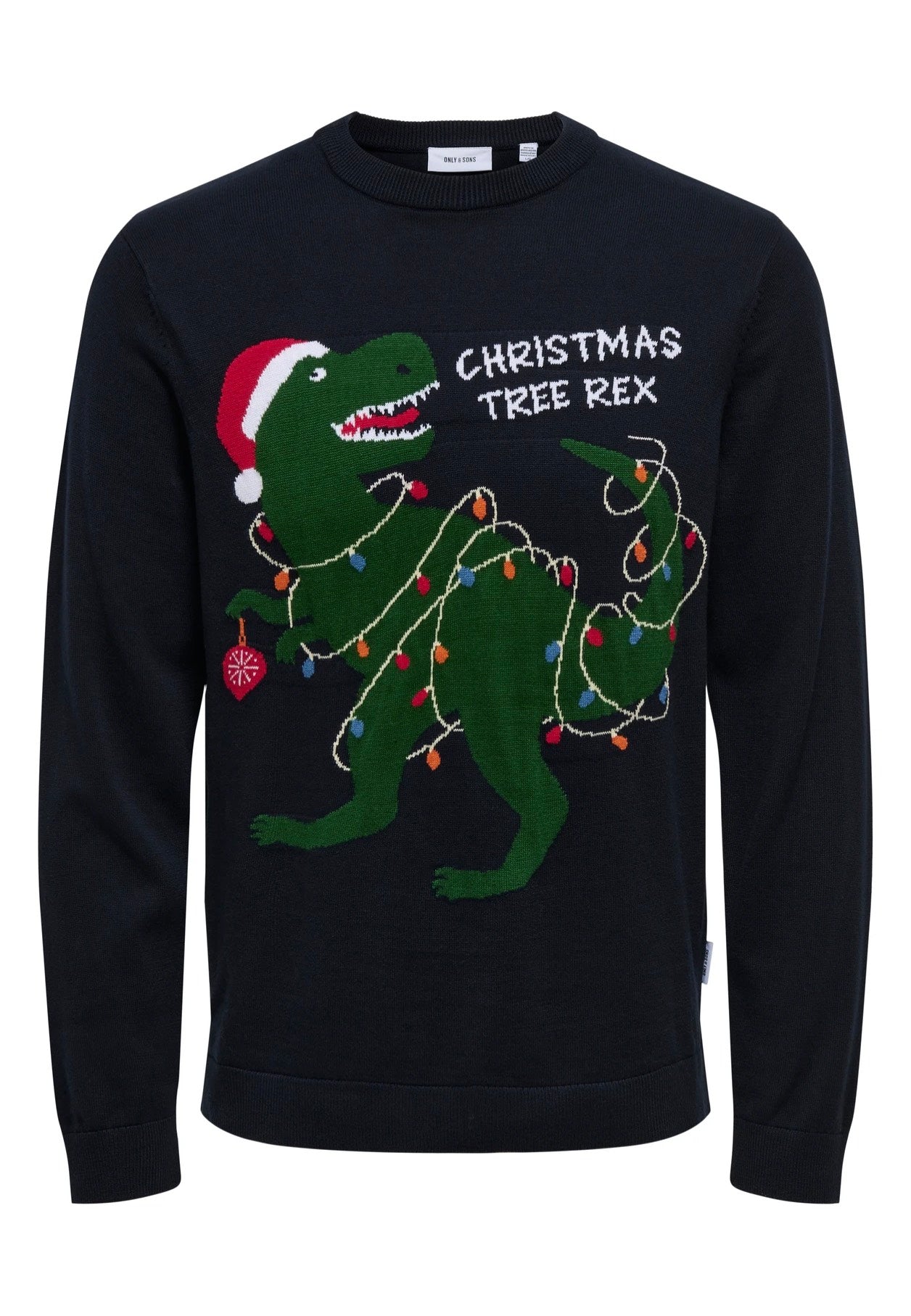 Only & Sons - Xmas Reg 5 Placement Dark Navy T-Rex - Pullover | Men-Image