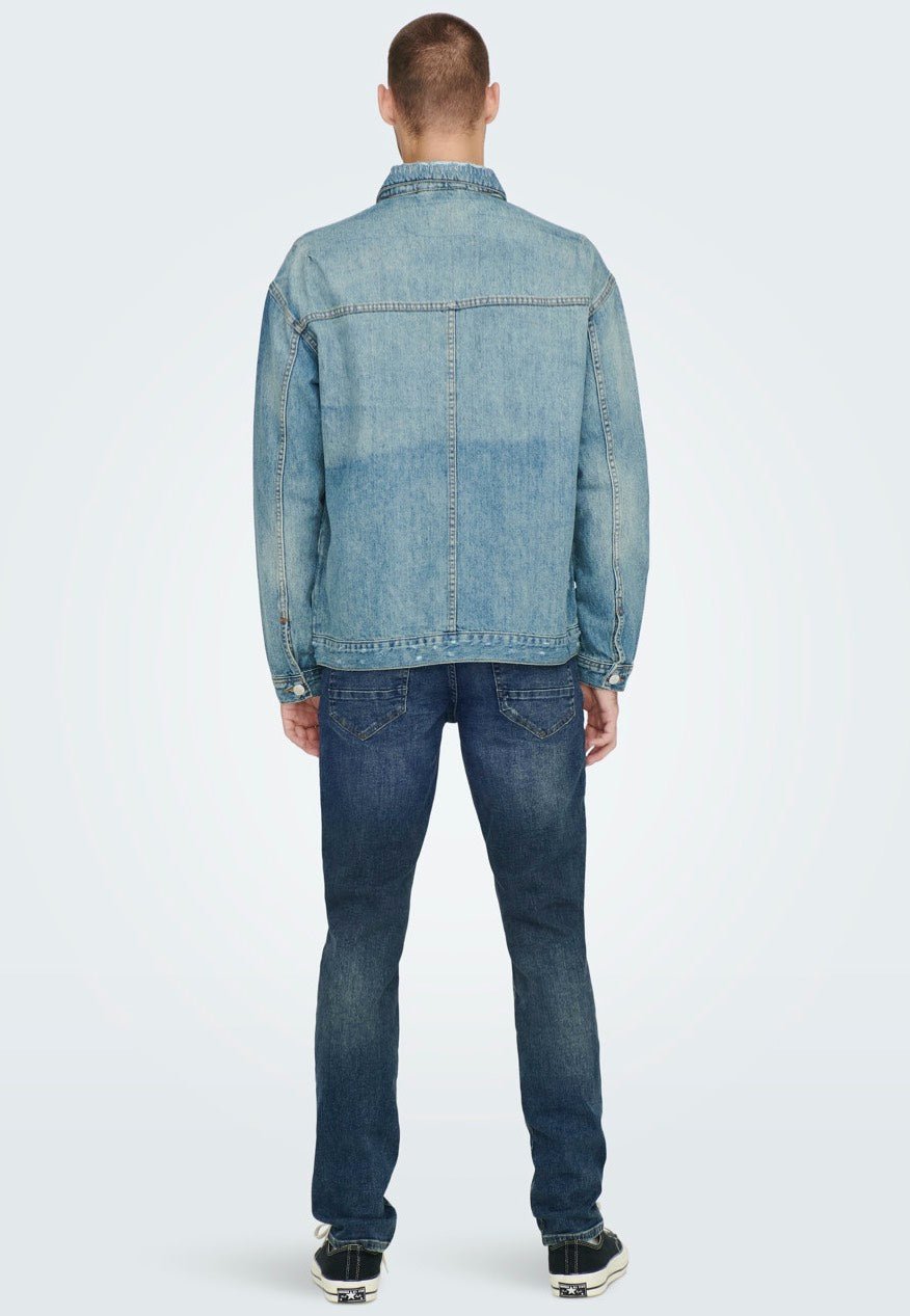 Only & Sons - Loom Slim Damage Blue Denim - Jeans | Men-Image