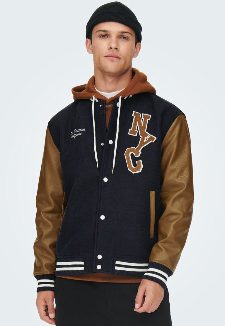 Only & Sons - Jay Varsity Dark Navy - College Jacket | Men-Image