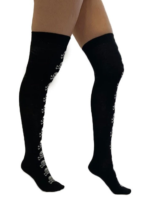 Pamela Mann - Over Knee Socks Skull and Crossbones Black/White - Socks | Women-Image