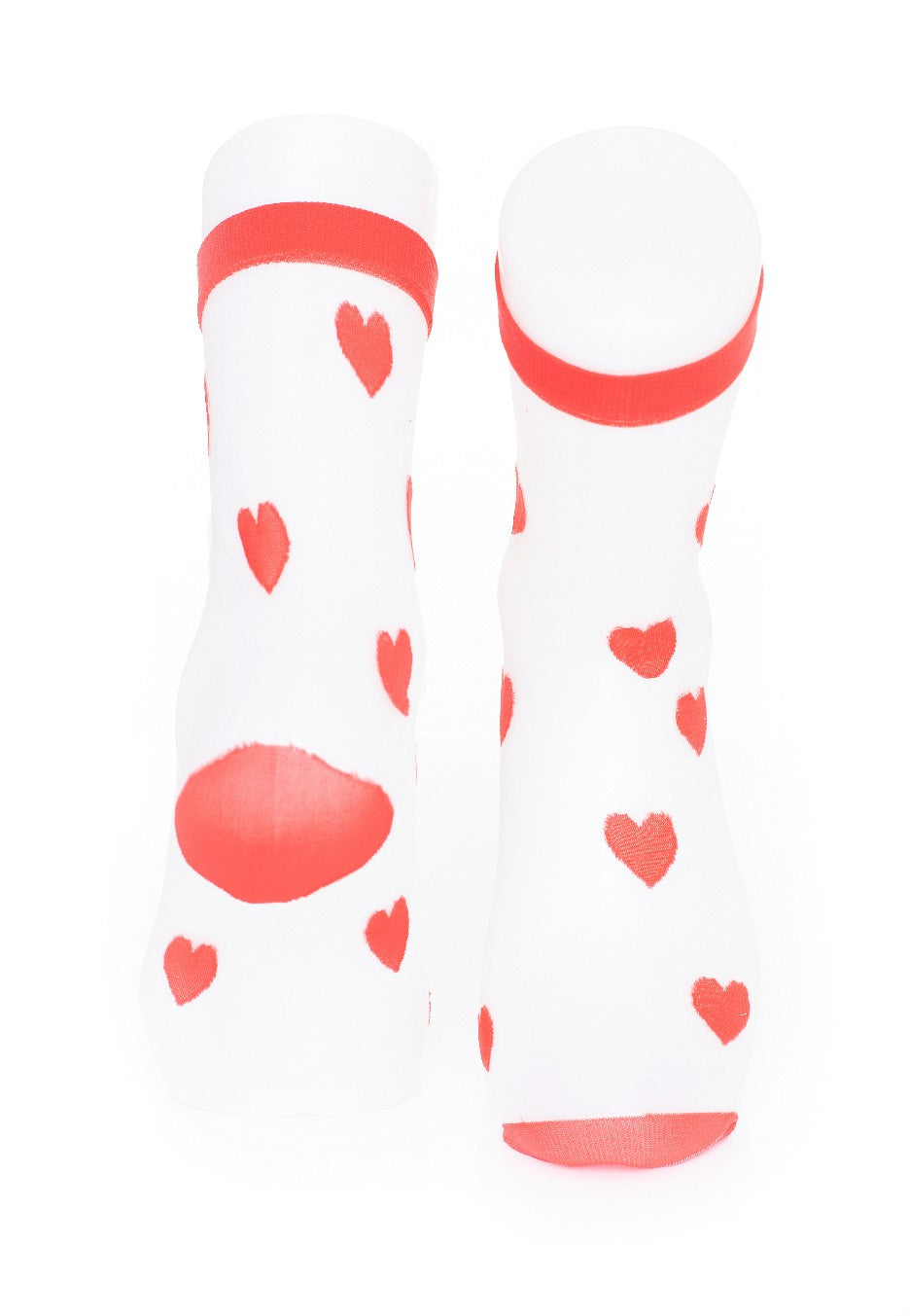 Pamela Mann - Mesh With Red Hearts White/Red - Socks | Women-Image