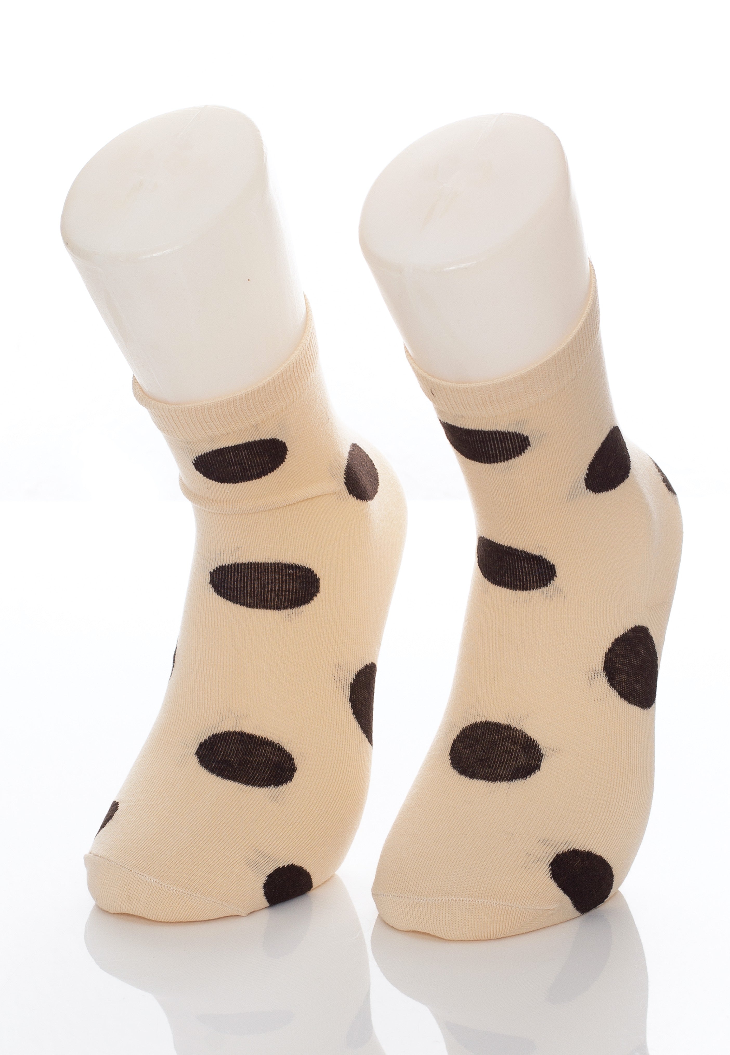 Pamela Mann - Polka Dot Cotton Ankle Beige/Black - Socks | Neutral-Image