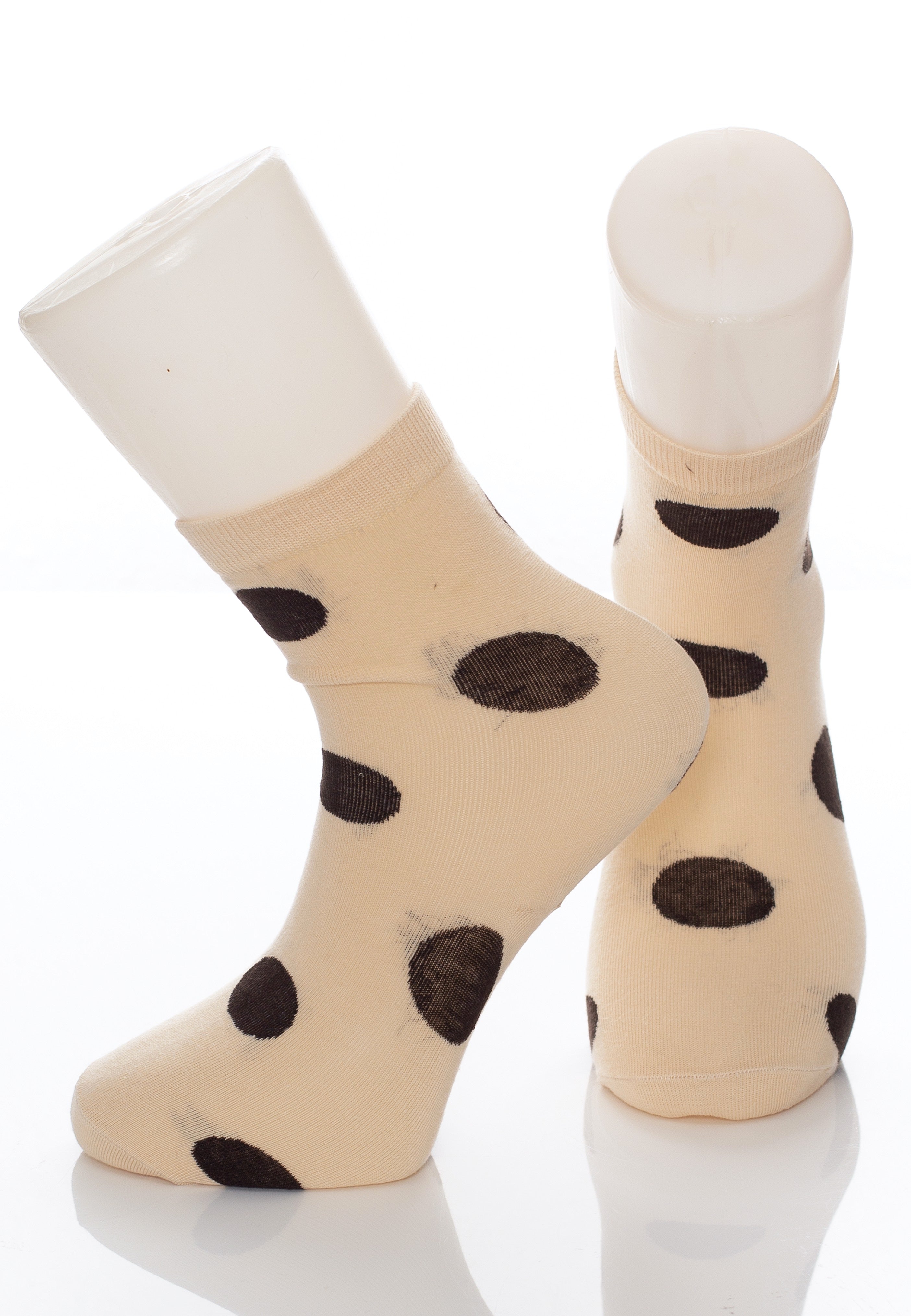 Pamela Mann - Polka Dot Cotton Ankle Beige/Black - Socks | Neutral-Image