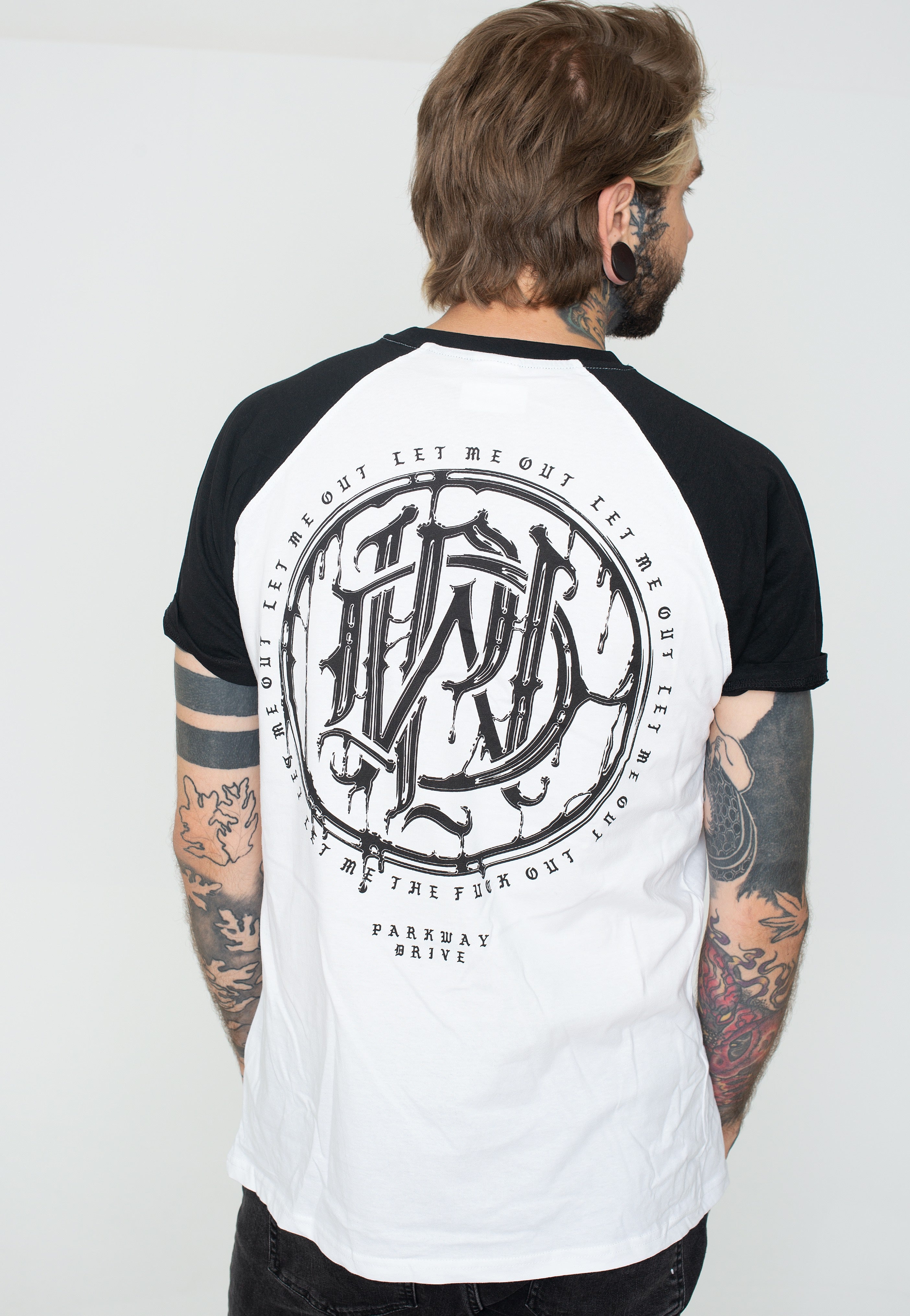 Parkway Drive - Glitch Logo White/Black Raglan - T-Shirt | Men-Image