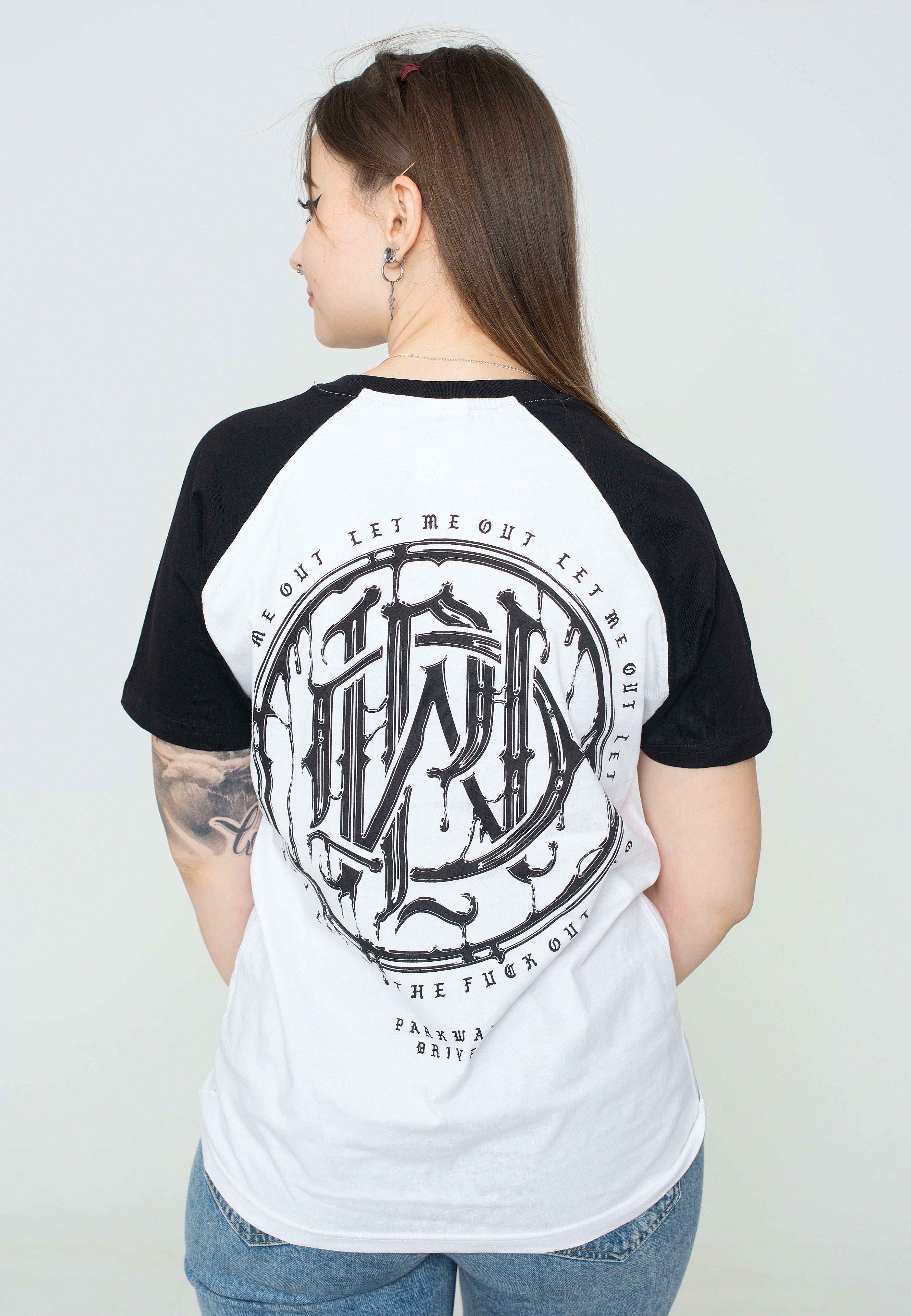 Parkway Drive - Glitch Logo White/Black Raglan - T-Shirt | Women-Image