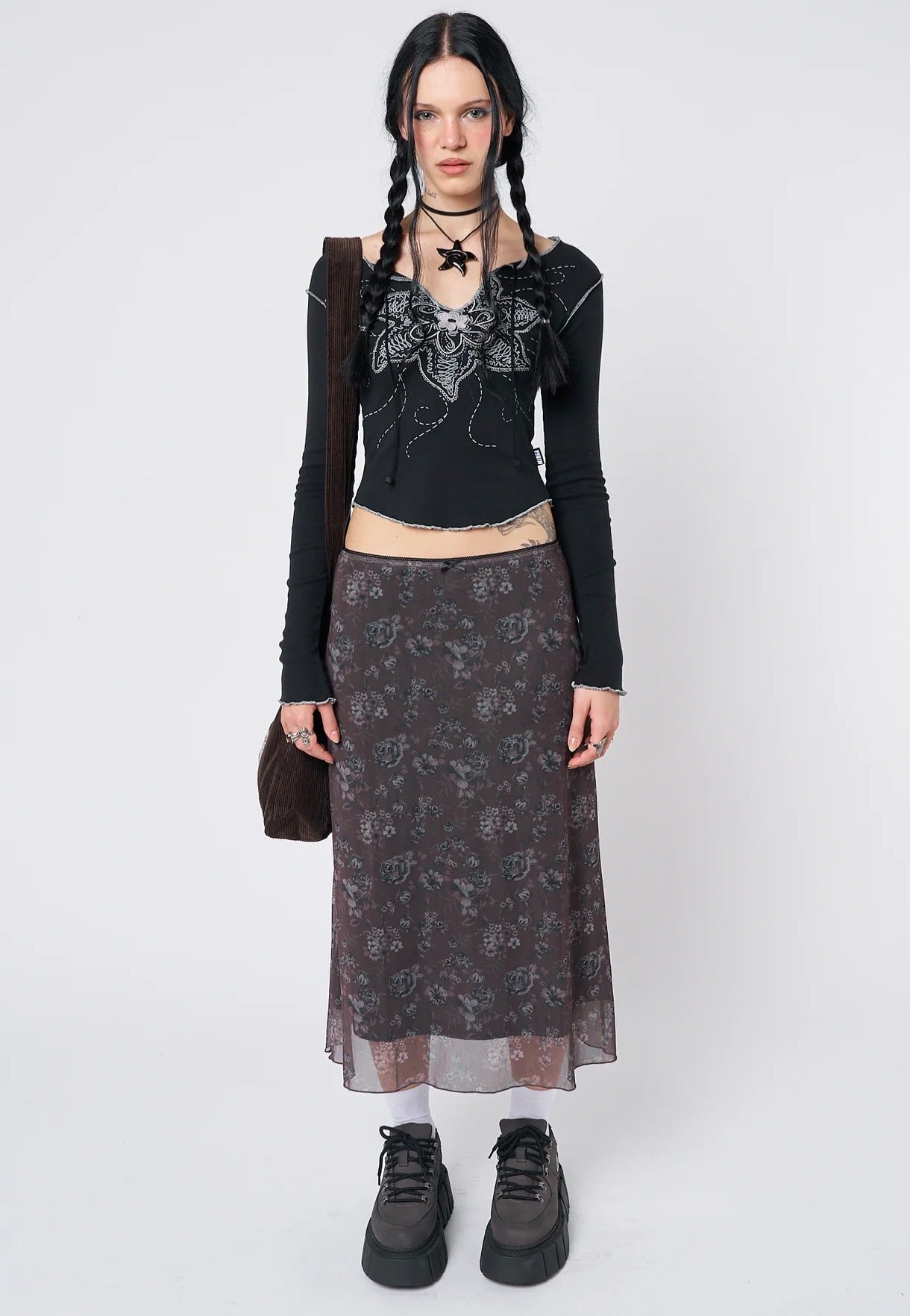 Minga London - Pearl Floral Print Midi - Skirt | Women-Image