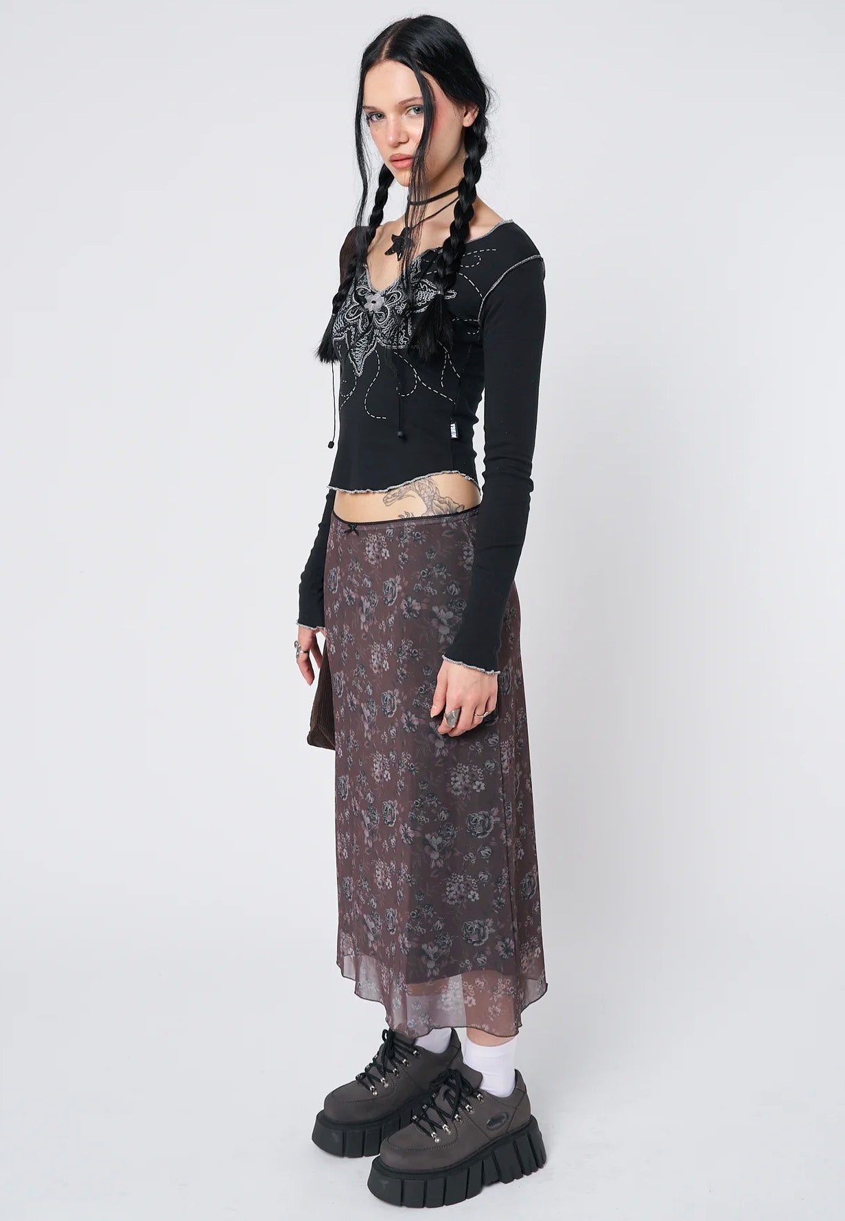 Minga London - Pearl Floral Print Midi - Skirt | Women-Image