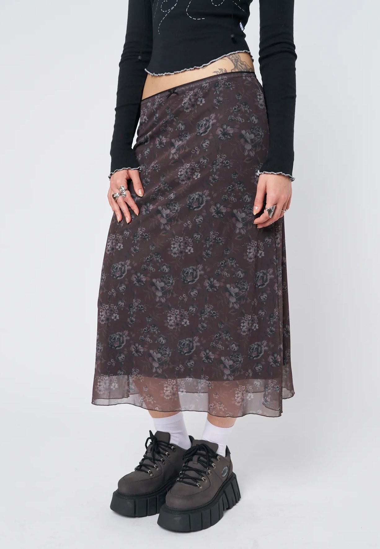 Minga London - Pearl Floral Print Midi - Skirt | Women-Image