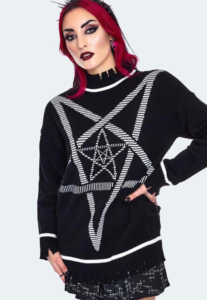 Jawbreaker - Pentagram Star Oversized Black - Pullover | Women-Image