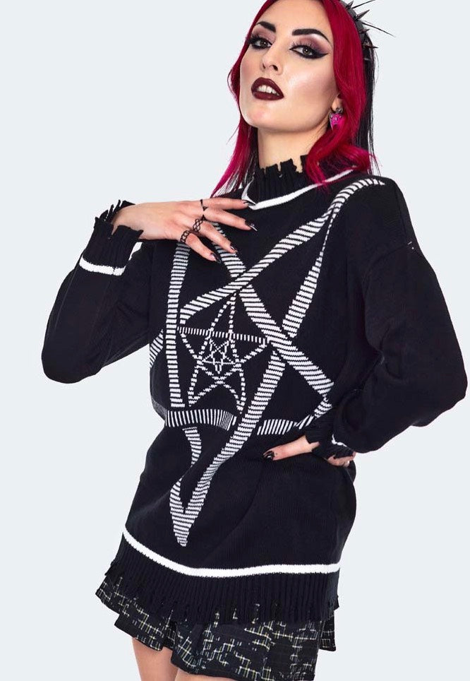 Jawbreaker - Pentagram Star Oversized Black - Pullover | Women-Image