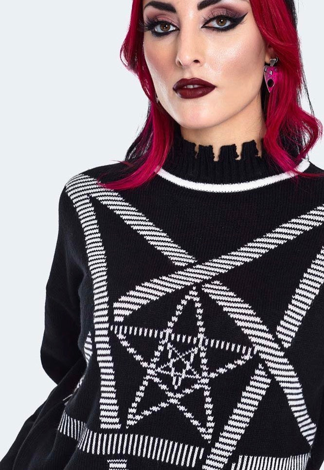 Jawbreaker - Pentagram Star Oversized Black - Pullover | Women-Image