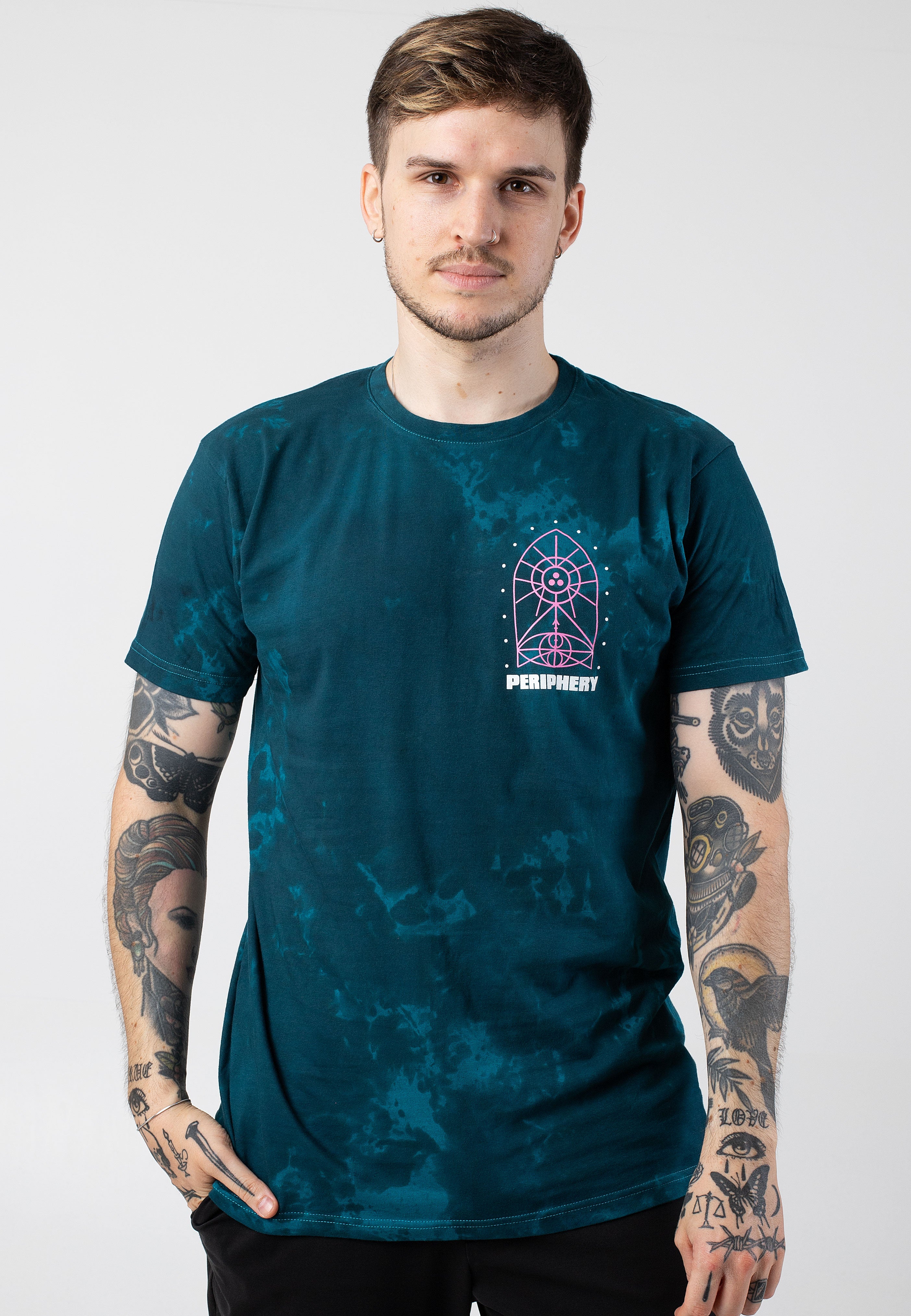 Periphery - 3Dot Geometric Symbols Teal Tie Dye - T-Shirt | Men-Image