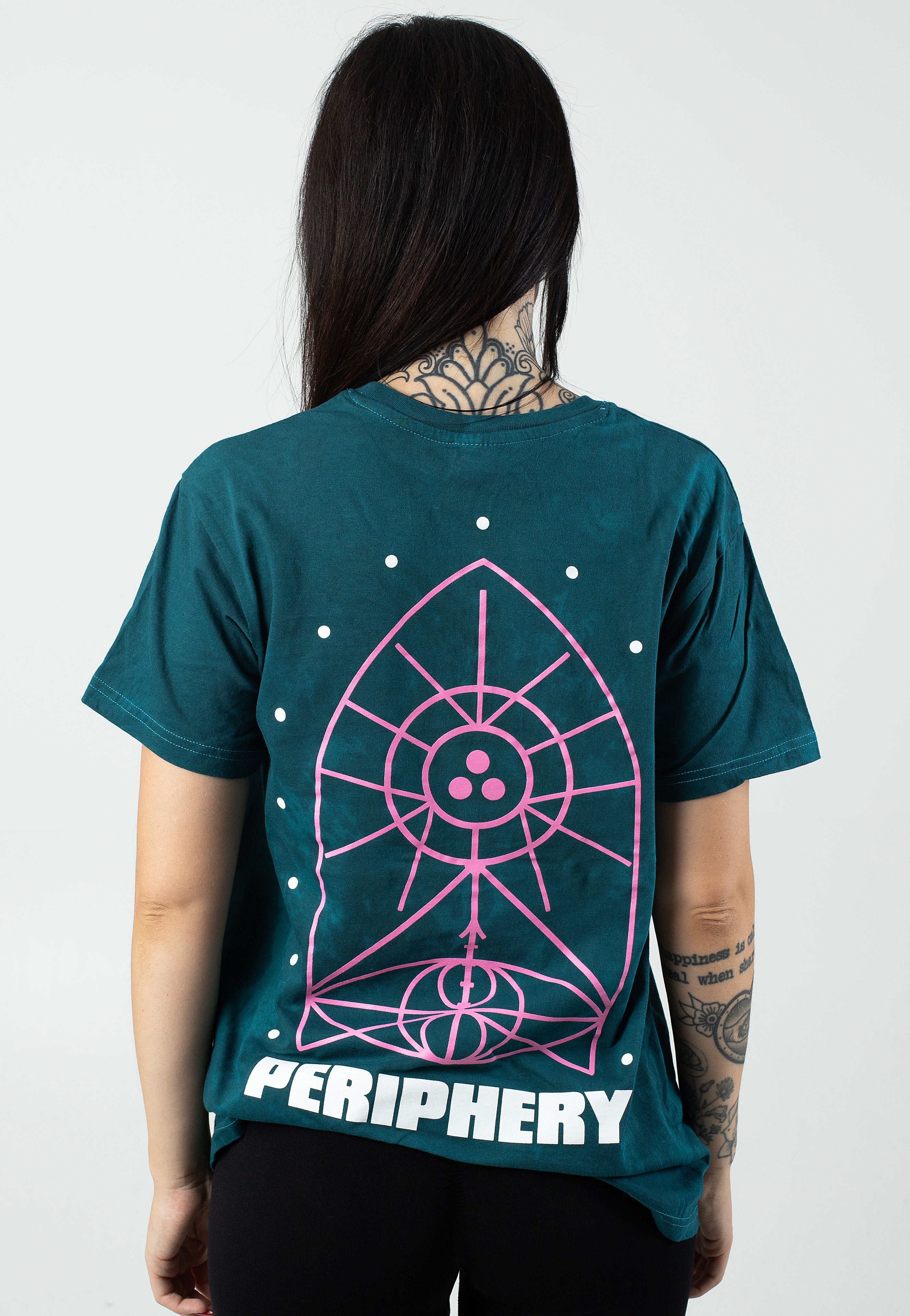 Periphery - 3Dot Geometric Symbols Teal Tie Dye - T-Shirt | Women-Image