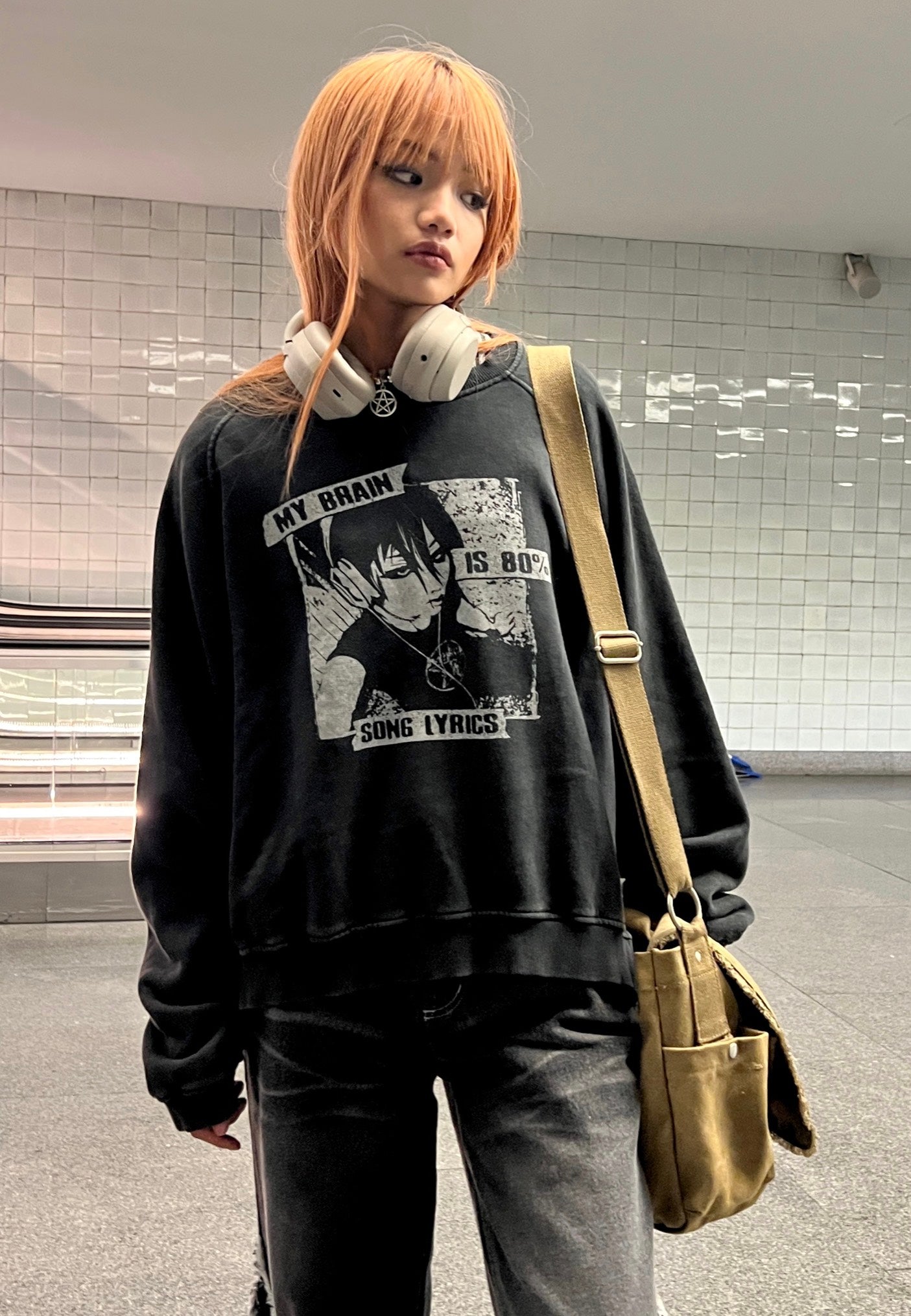 Minga London - My Brain Is 80% Song Lyrics Grey - Sweater | Women-Image