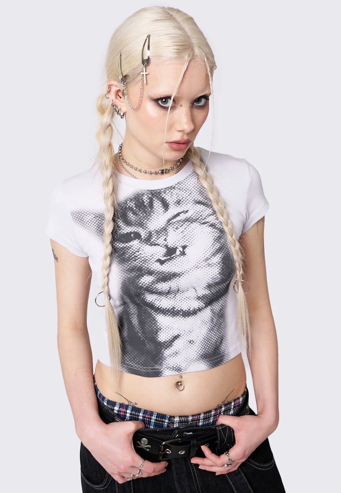 Minga London - Pixel Kitty White Baby - T-Shirt | Women-Image