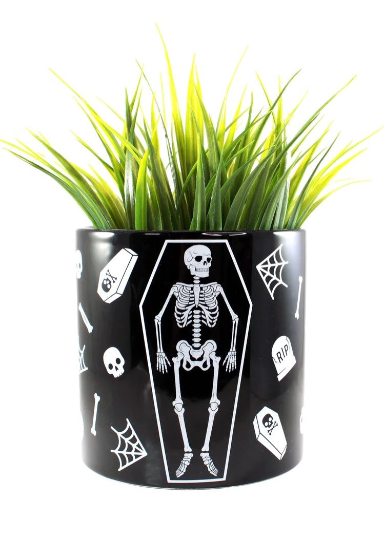 Sourpuss Clothing - Skeleton Black - Plant Container | Neutral-Image