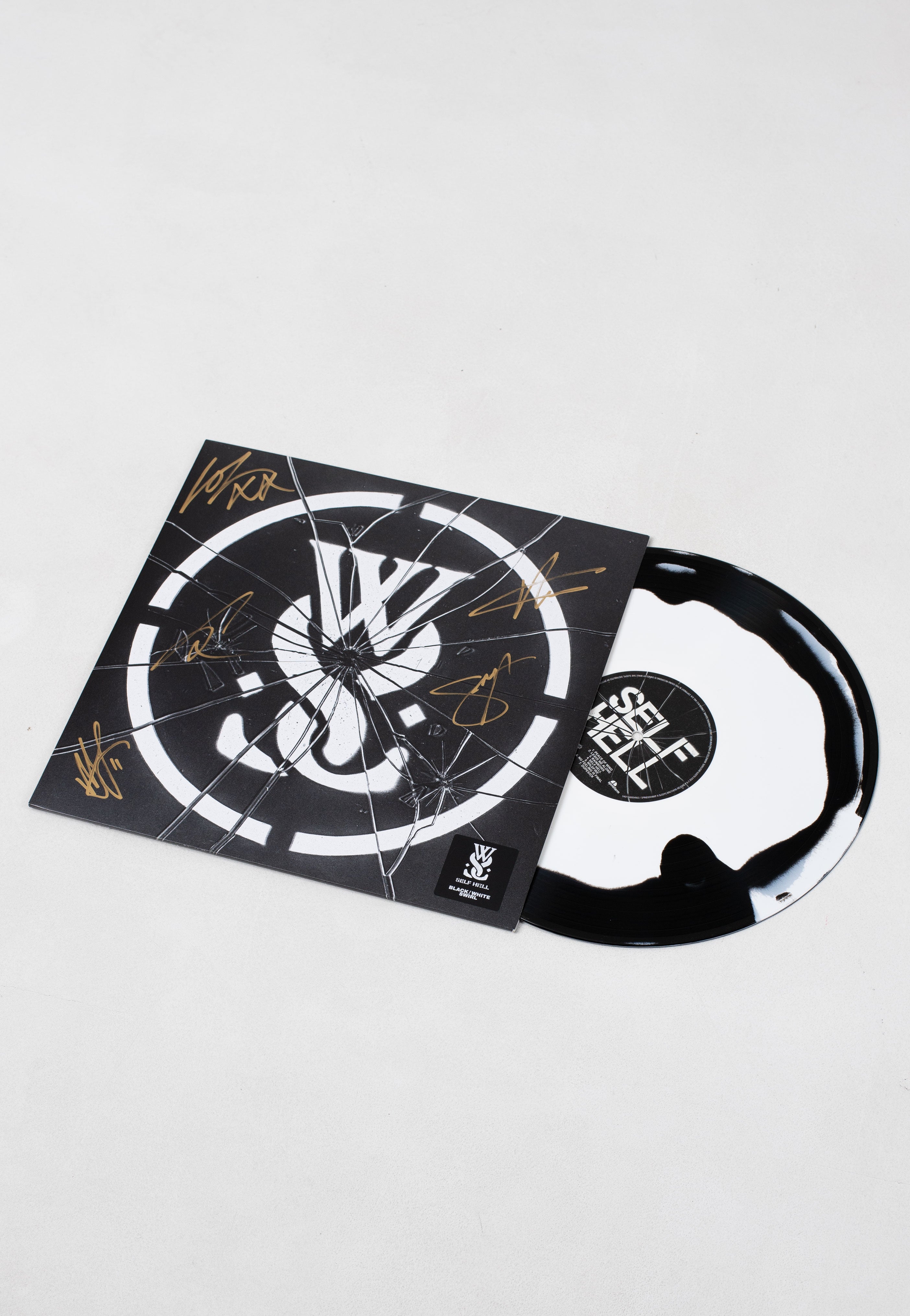 While She Sleeps - Self Hell Ltd. Corona White/Black Swirl SIGNED - Colored Vinyl | Neutral-Image