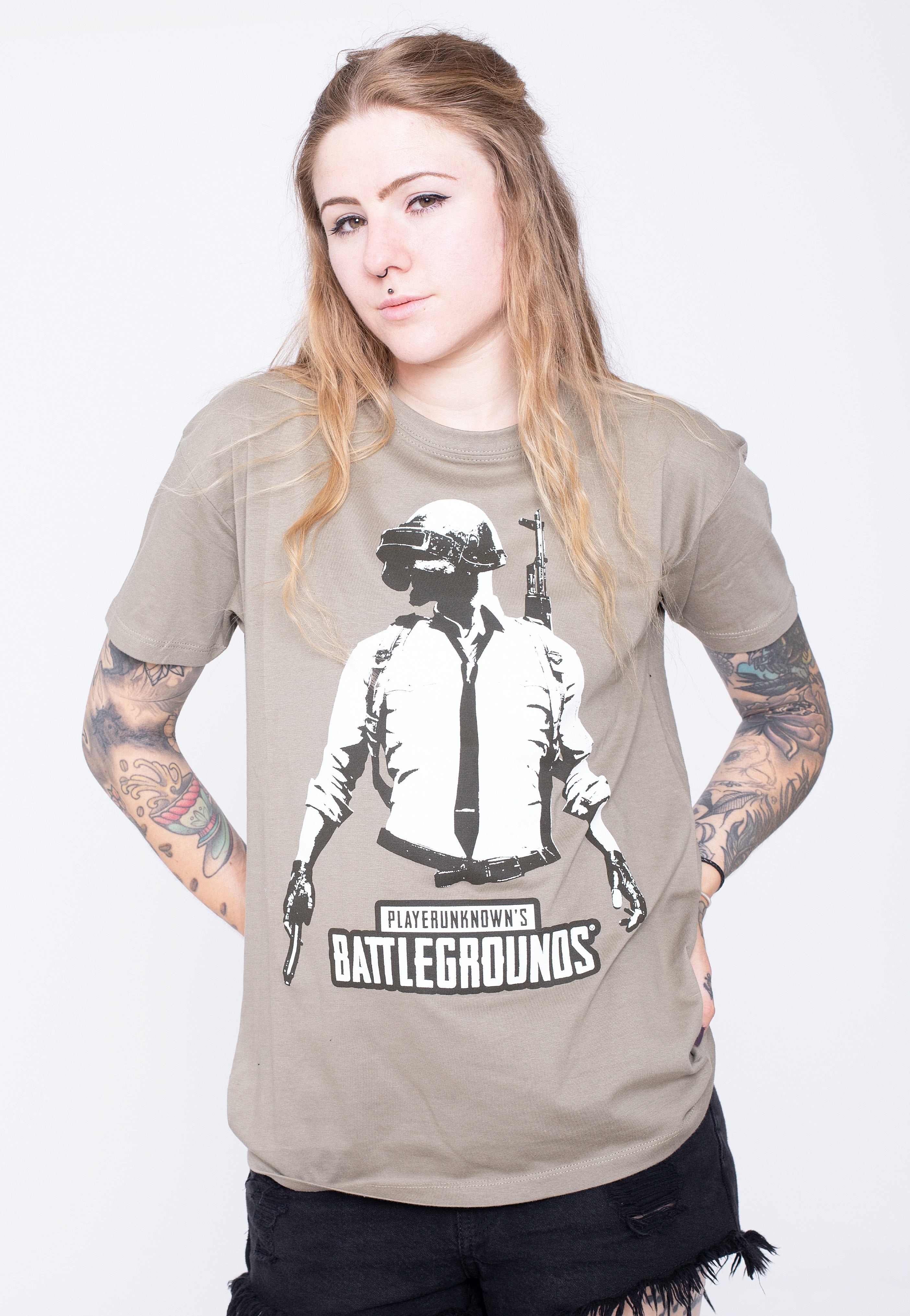 PlayerUnknown's Battlegrounds - Stencil Guy Khaki - T-Shirt | Women-Image