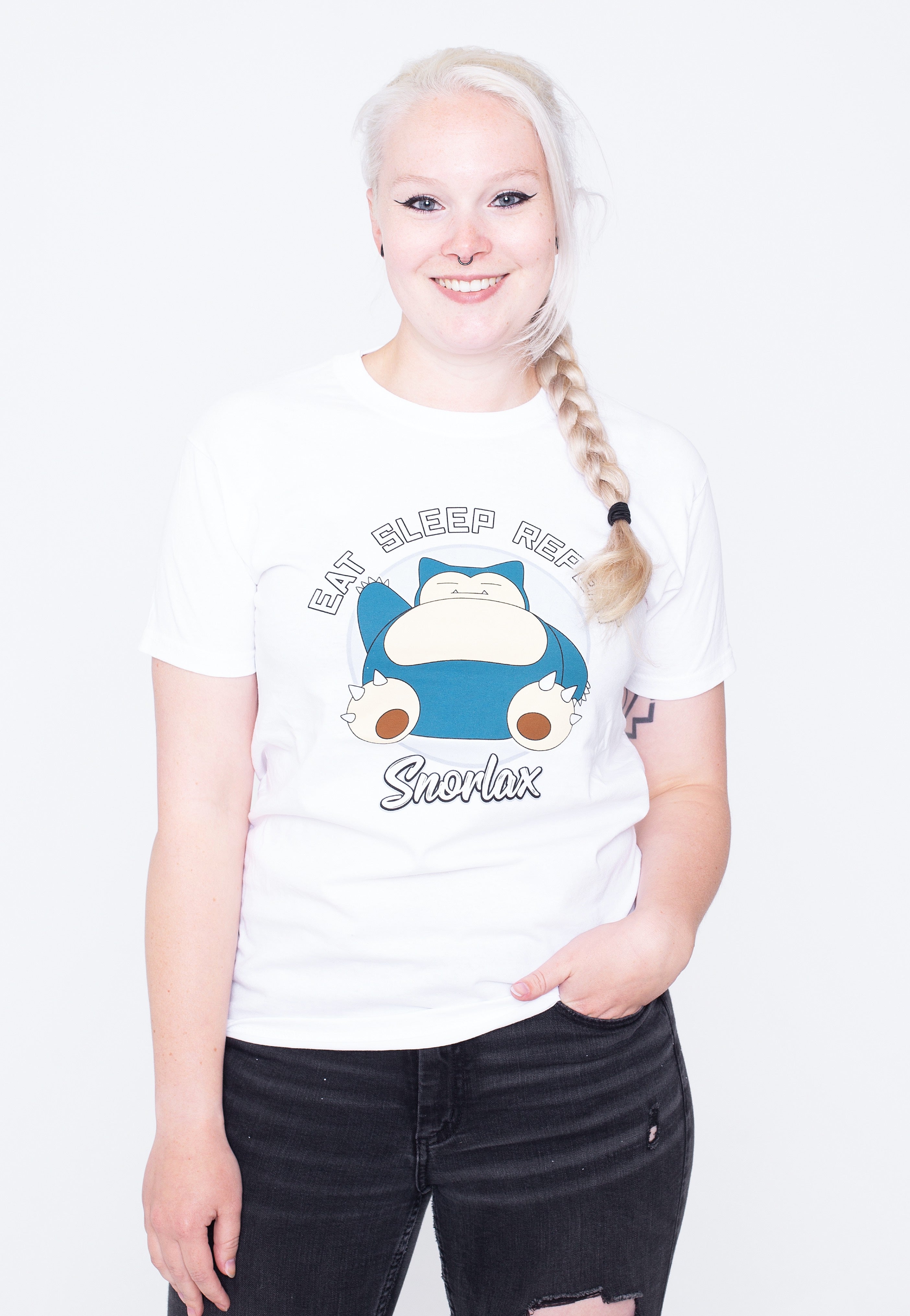 Pokémon - Snorlax Eat Sleep Repeat White - T-Shirt | Women-Image