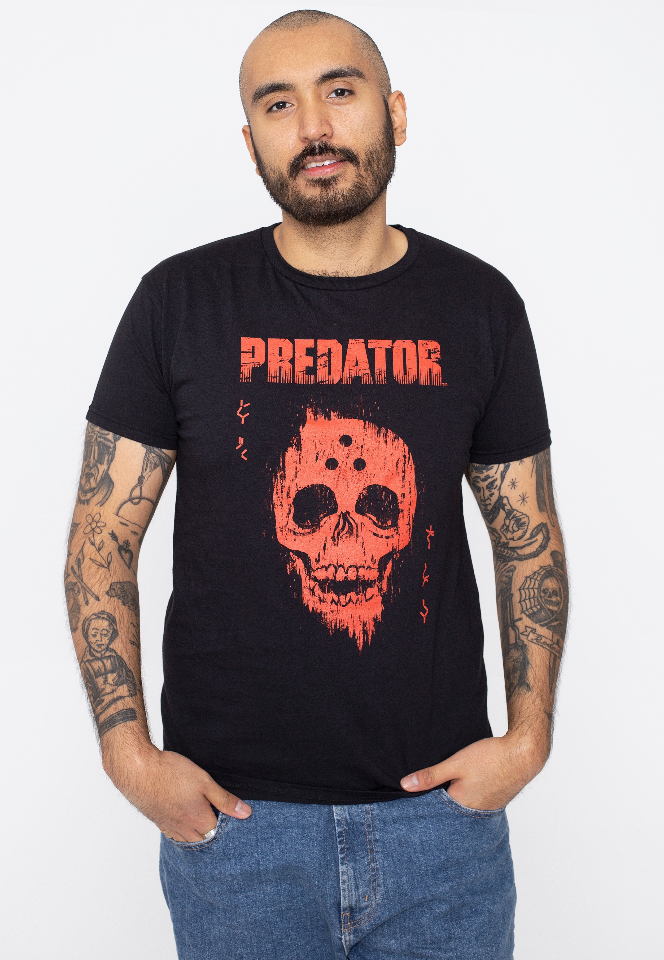 Predator - Red Distressed Skull - T-Shirt | Men-Image