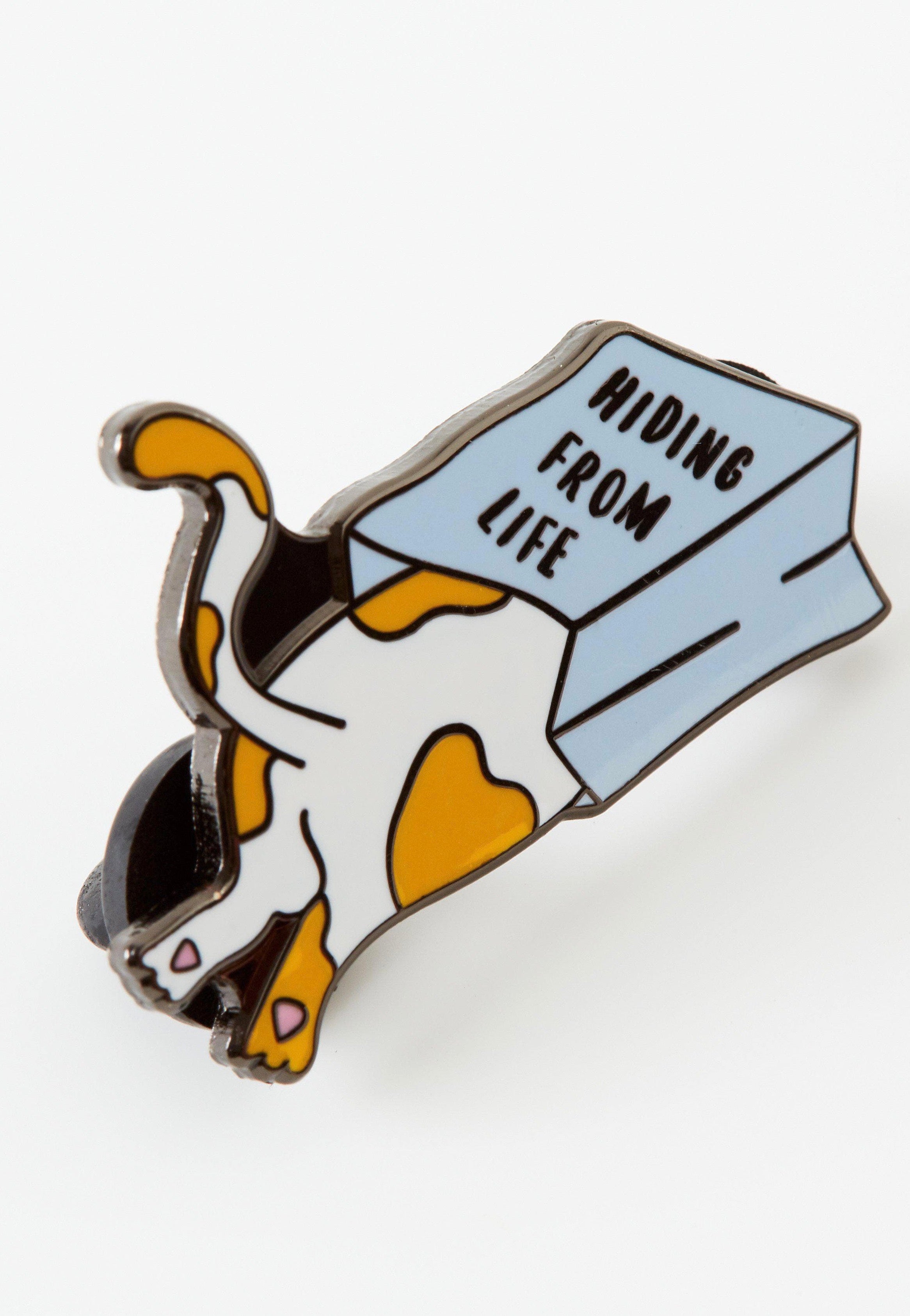 Punky Pins - Hiding from Life Cat Enamel - Pin | Neutral-Image