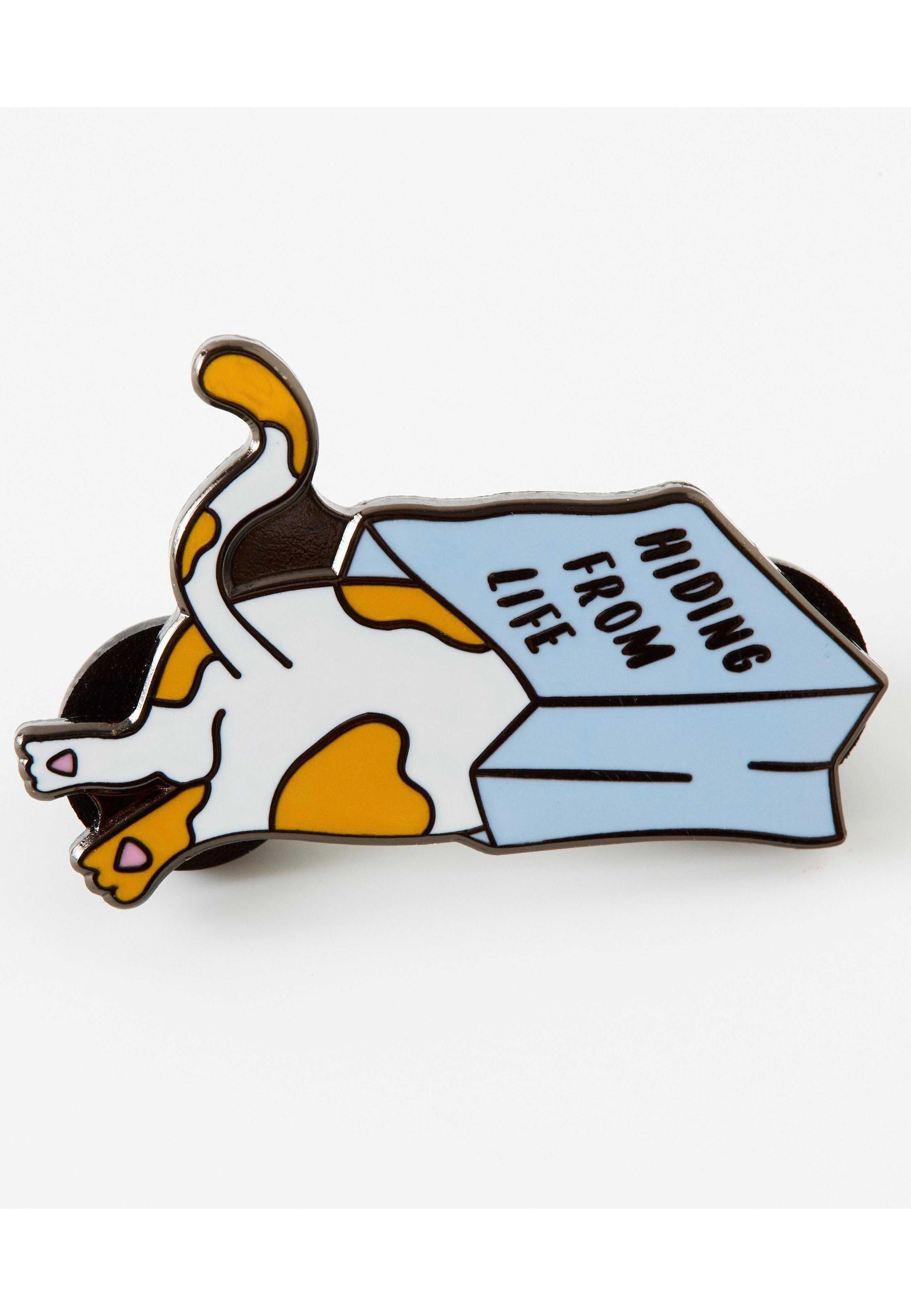 Punky Pins - Hiding from Life Cat Enamel - Pin | Neutral-Image