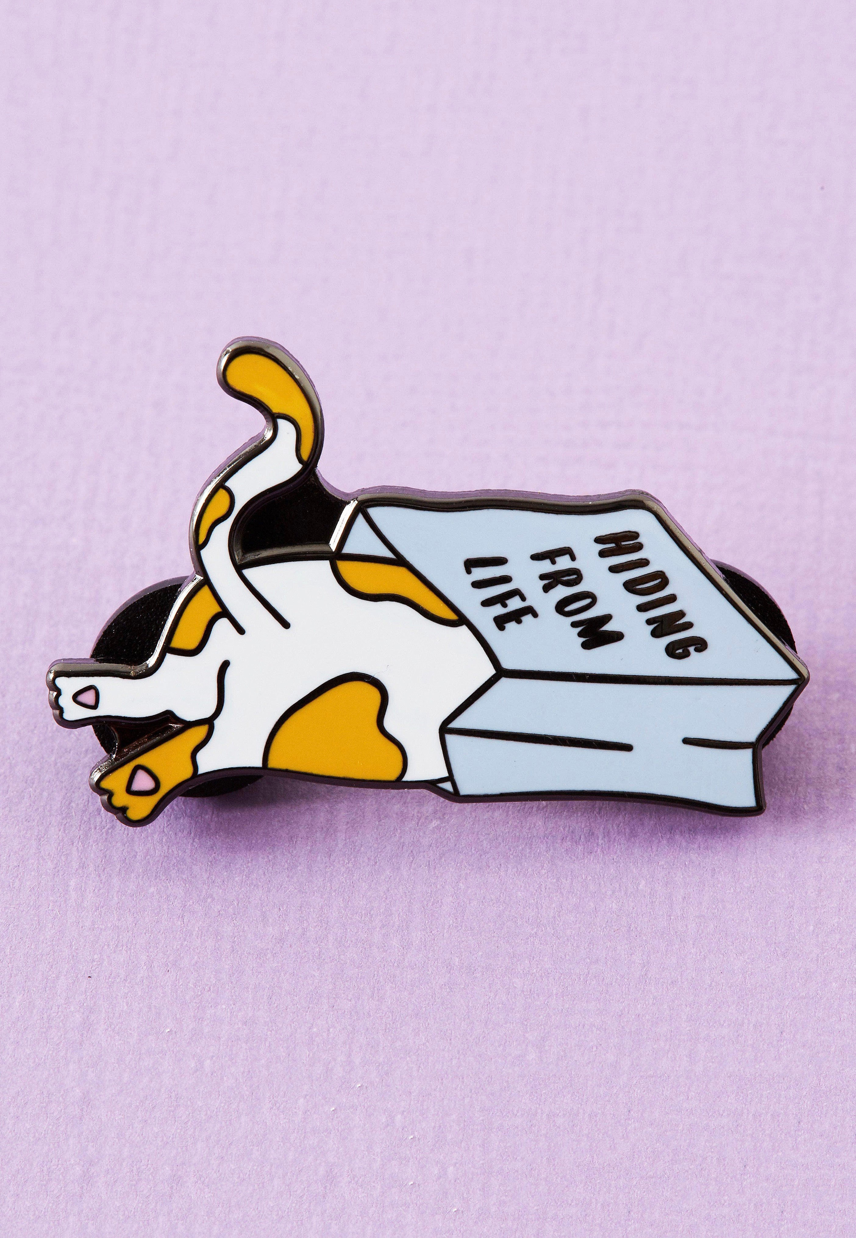 Punky Pins - Hiding from Life Cat Enamel - Pin | Neutral-Image