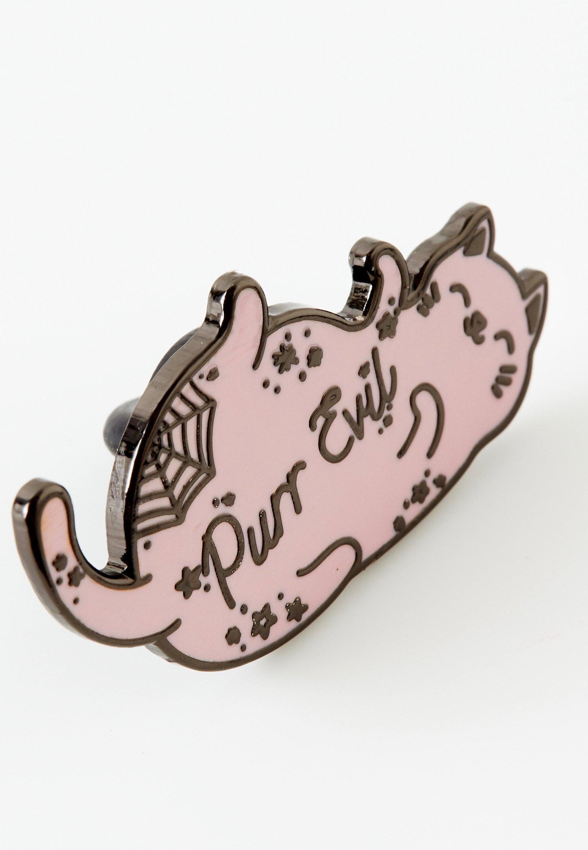 Punky Pins - Purr Evil Pink Cat Enamel - Pin | Neutral-Image